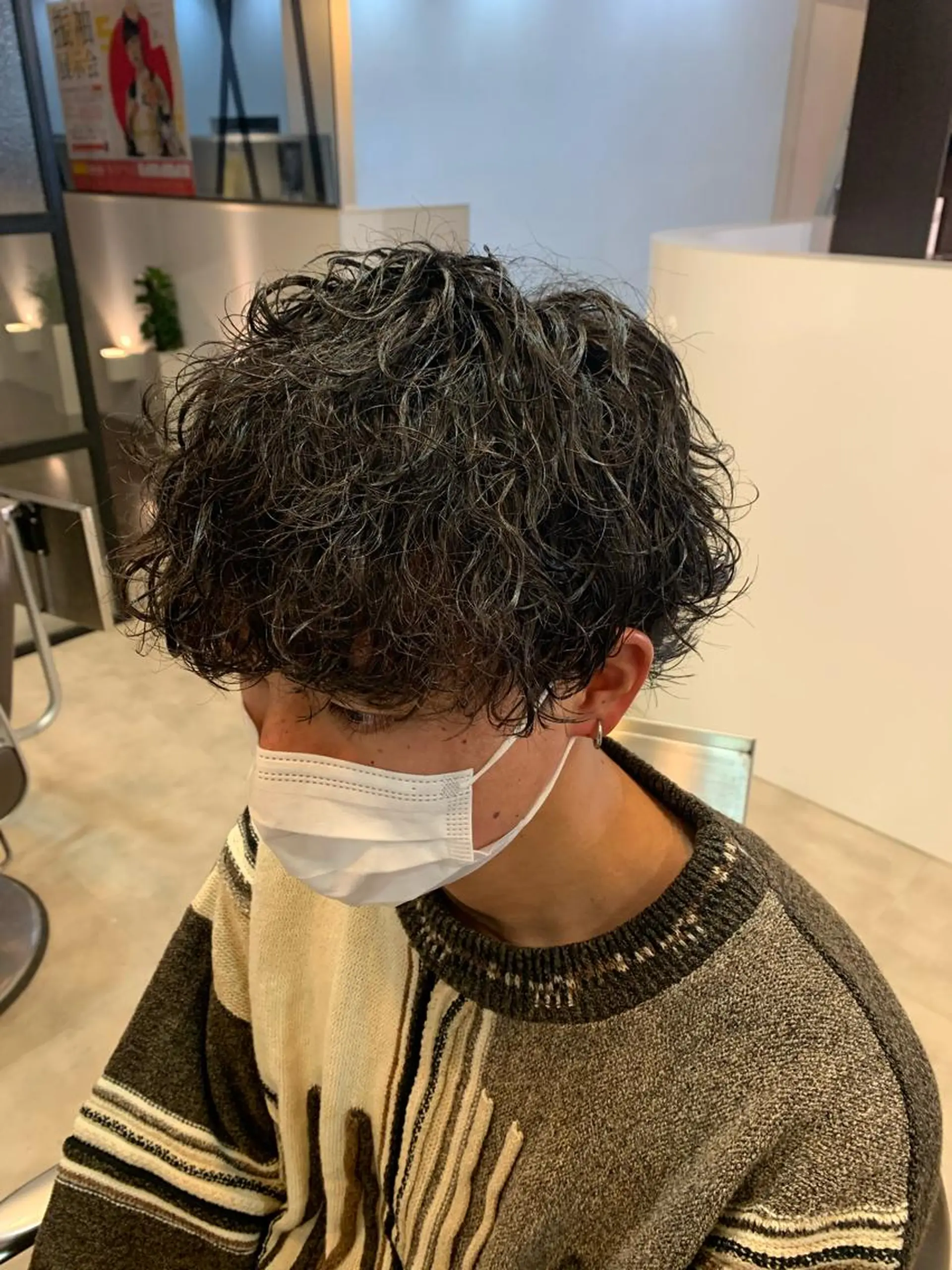 ミディアム メンズパーマ/難波/ 心斎橋　室園亮佑のヘアスタイル