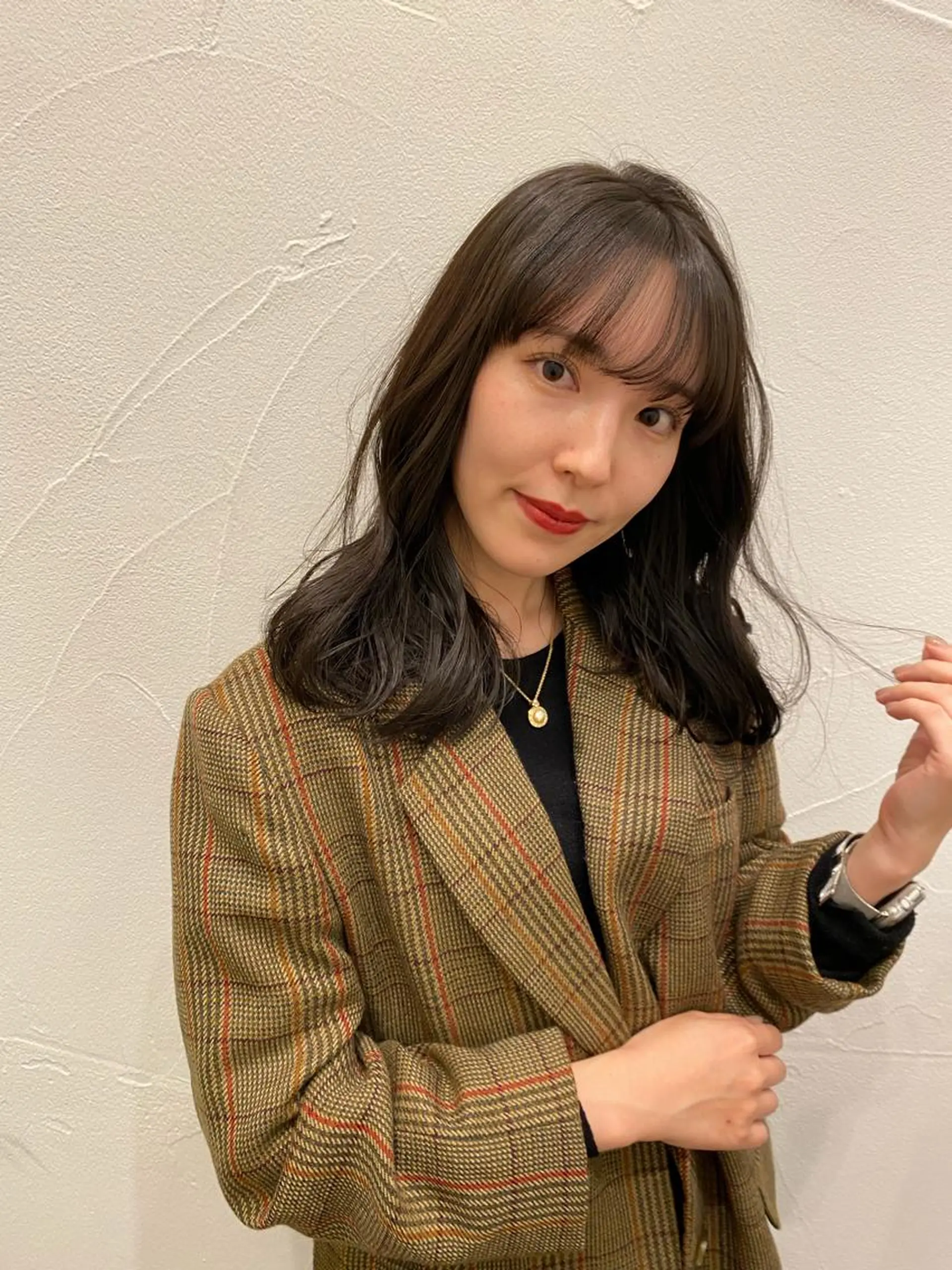 ミディアム シースルーバング ヘアカラー トリートメント Ash中目黒店 榊間茜のヘアスタイル