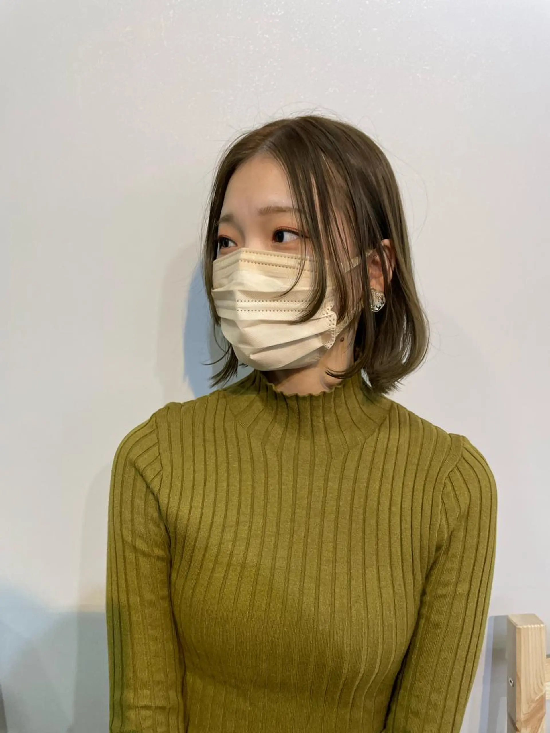 ショート カラー ベージュカラー オリーブベージュ パーマ* 顔まわり似合わせのヘアスタイル