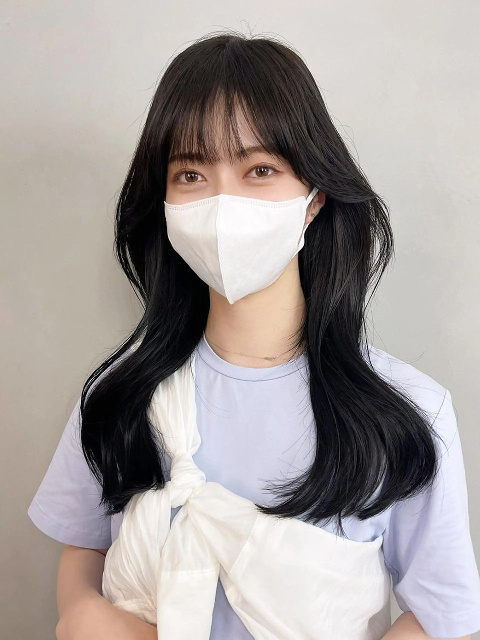 セミロング ヘアアレンジ パーマ カラー ダークグレー ダークグレージュ グレージュ ワンホンヘア ITbyALBUM 八王子店のヘアスタイル