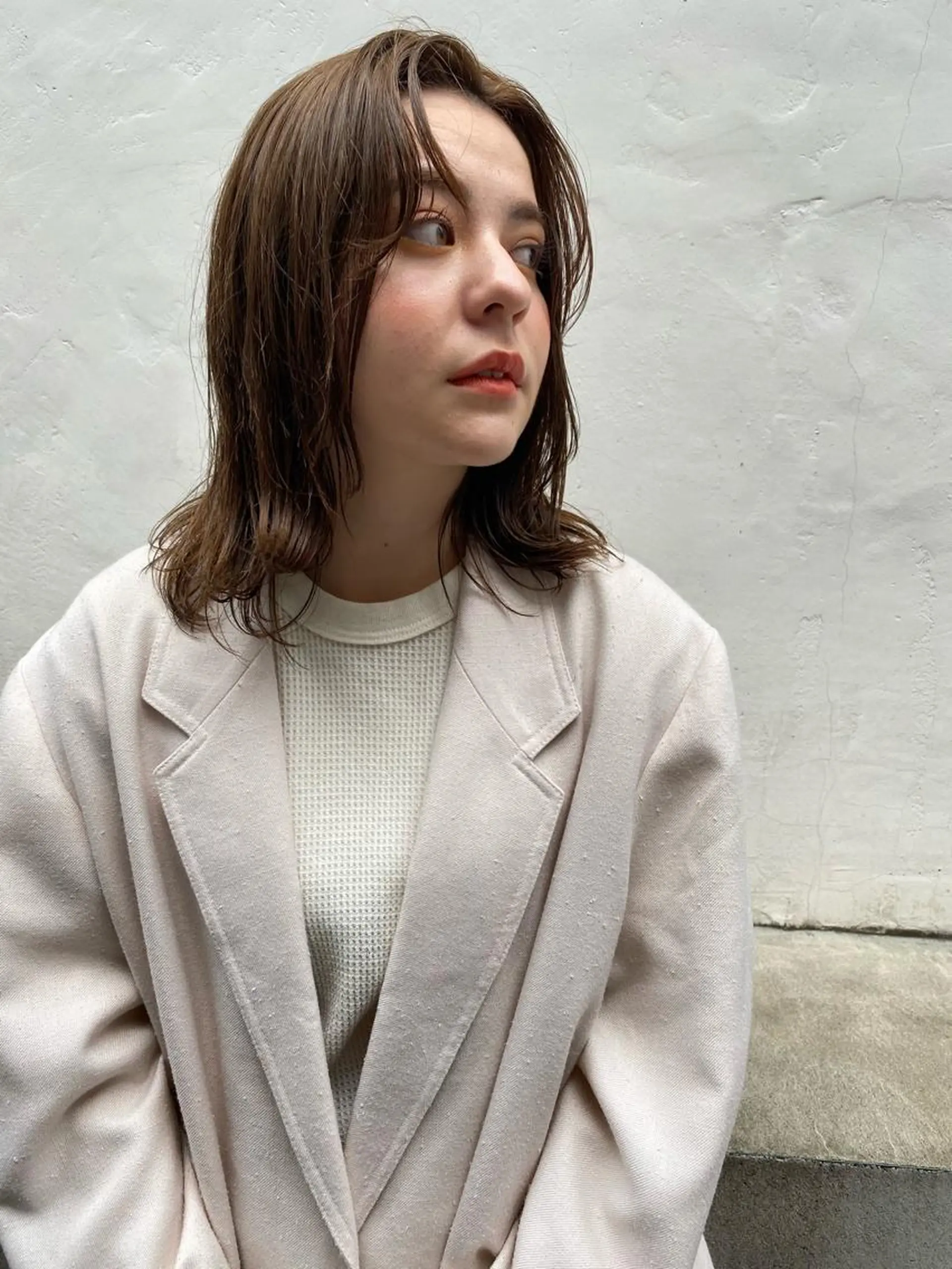 ミディアム カラー カット ヘアカラー トリートメント IVORY.所属・🟩くすみベージュ/ ショート/ボブ/大司のヘアスタイル