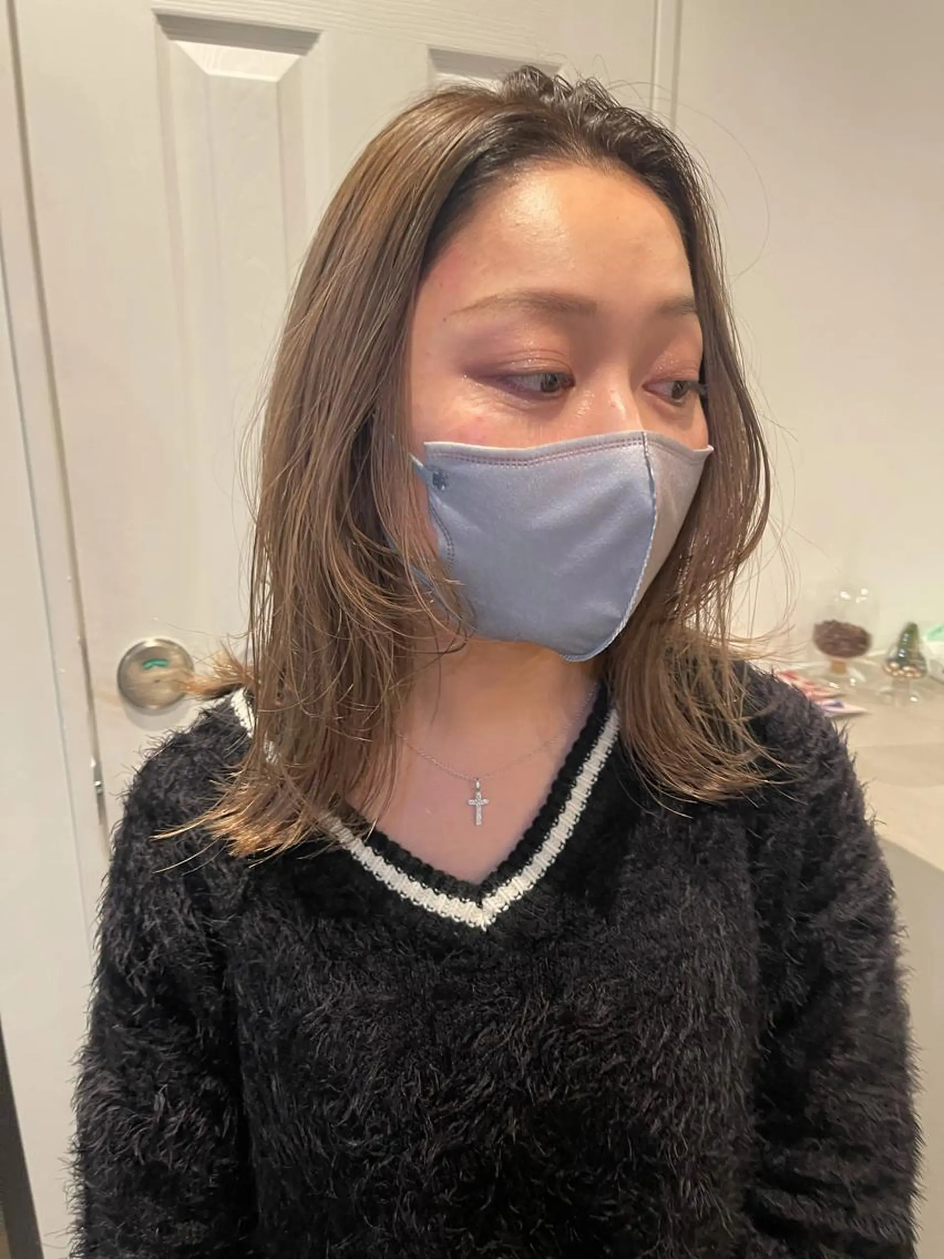 セミロング カラー ベージュカラー ブリーチ ミルクティーベージュ 外ハネヘア ヘアカラー 中目黒🌼 🌼ハナのヘアスタイル