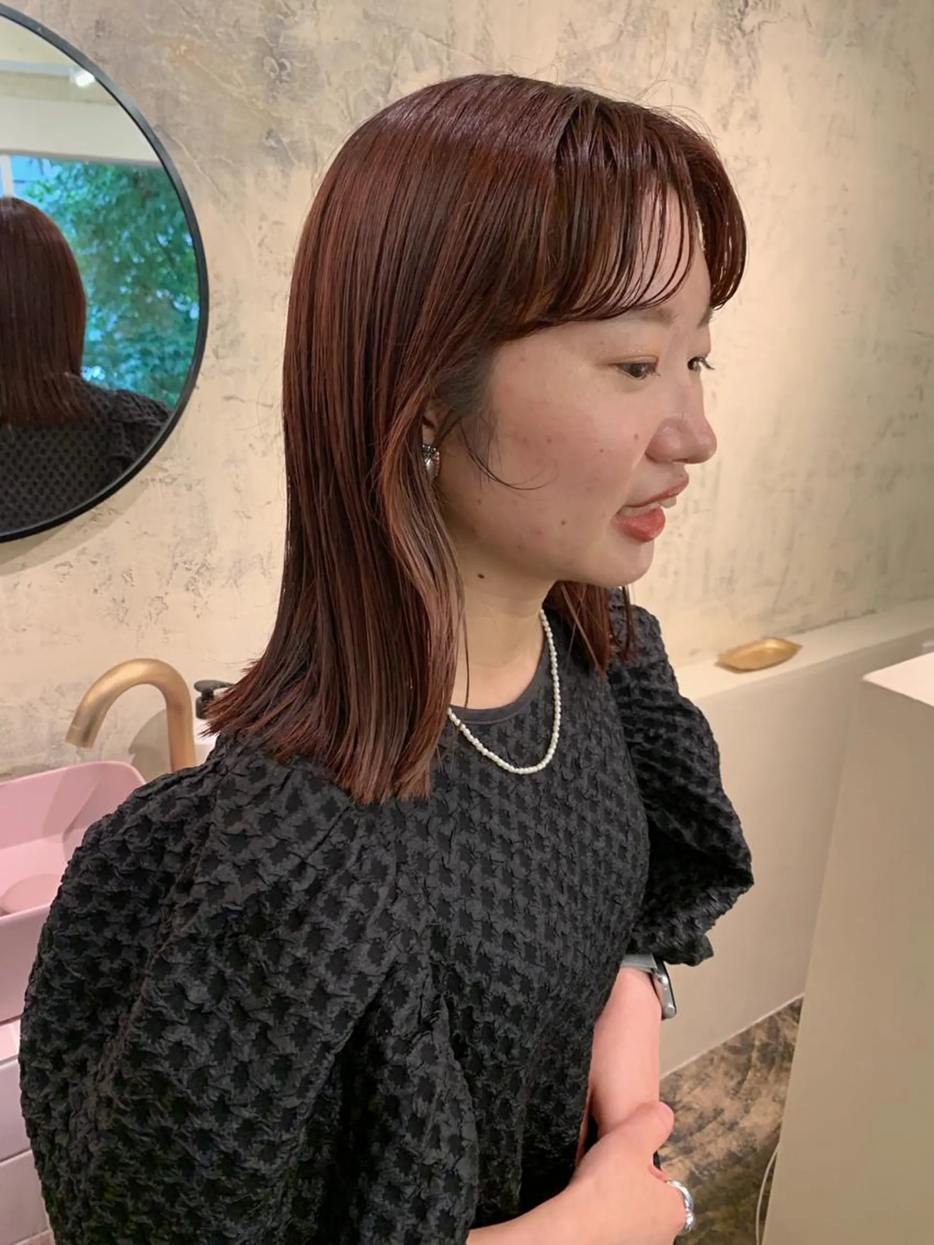 ミディアム カラー yupi🐈‍⬛ レイヤー/パーマのヘアスタイル