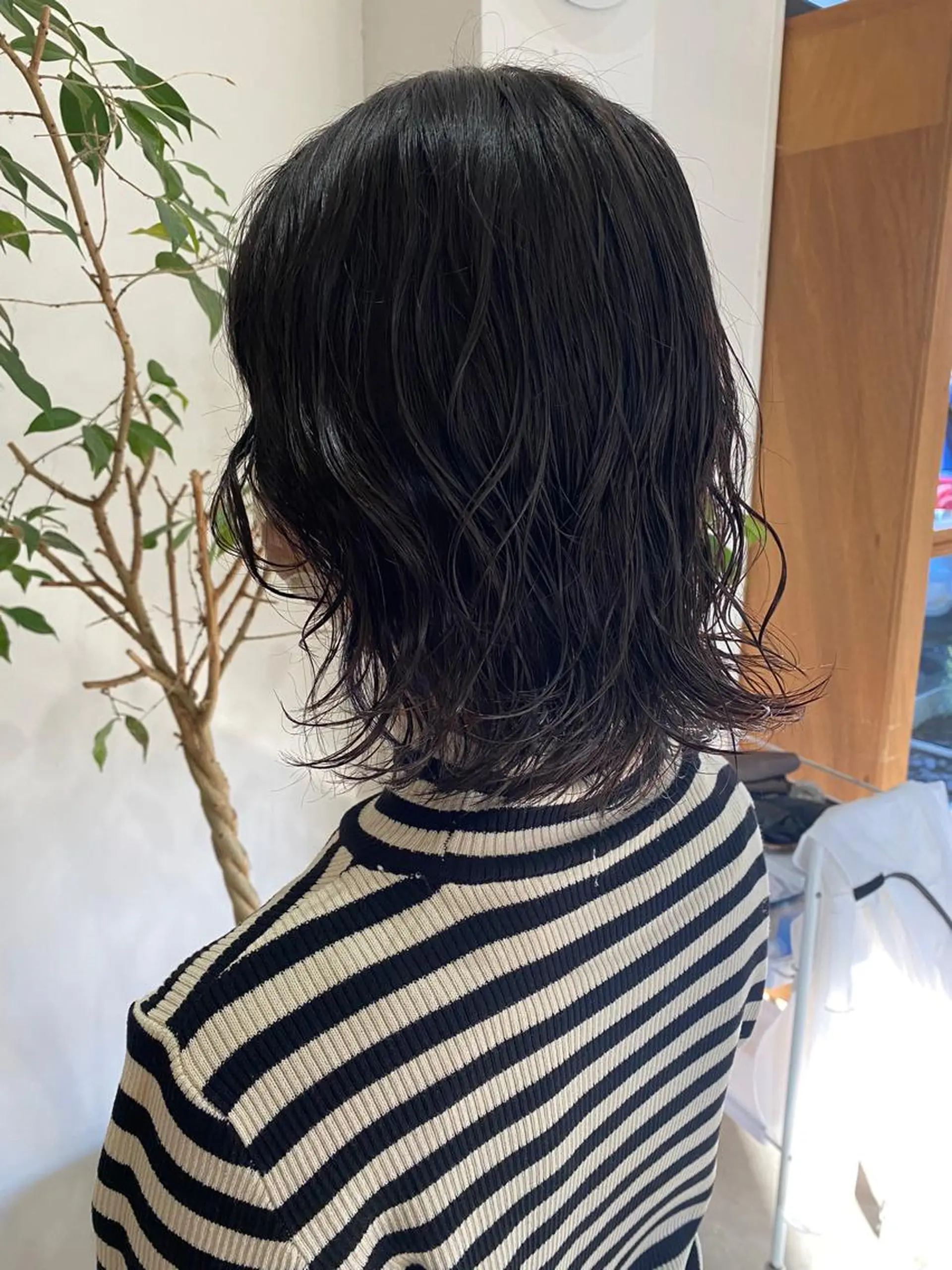 カラー パーマ 黒髪 ブルーカラー ブルーブラック デジタルパーマ パーマ fulam所属・MIKU ／fulamのヘアスタイル