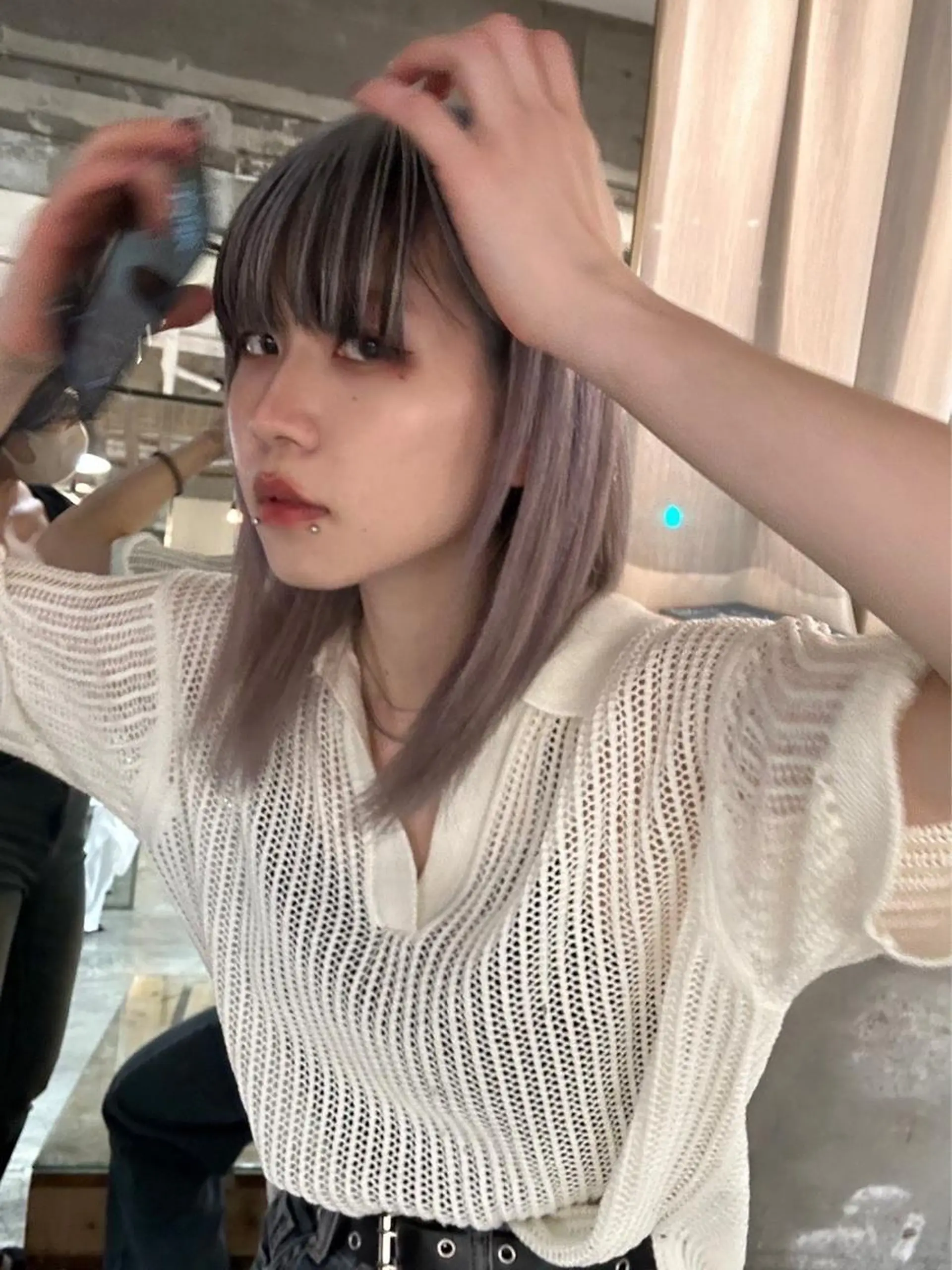 ミディアム カラー ブリーチ ヘアカラー トリートメント 丸みショート /nagisaのヘアスタイル