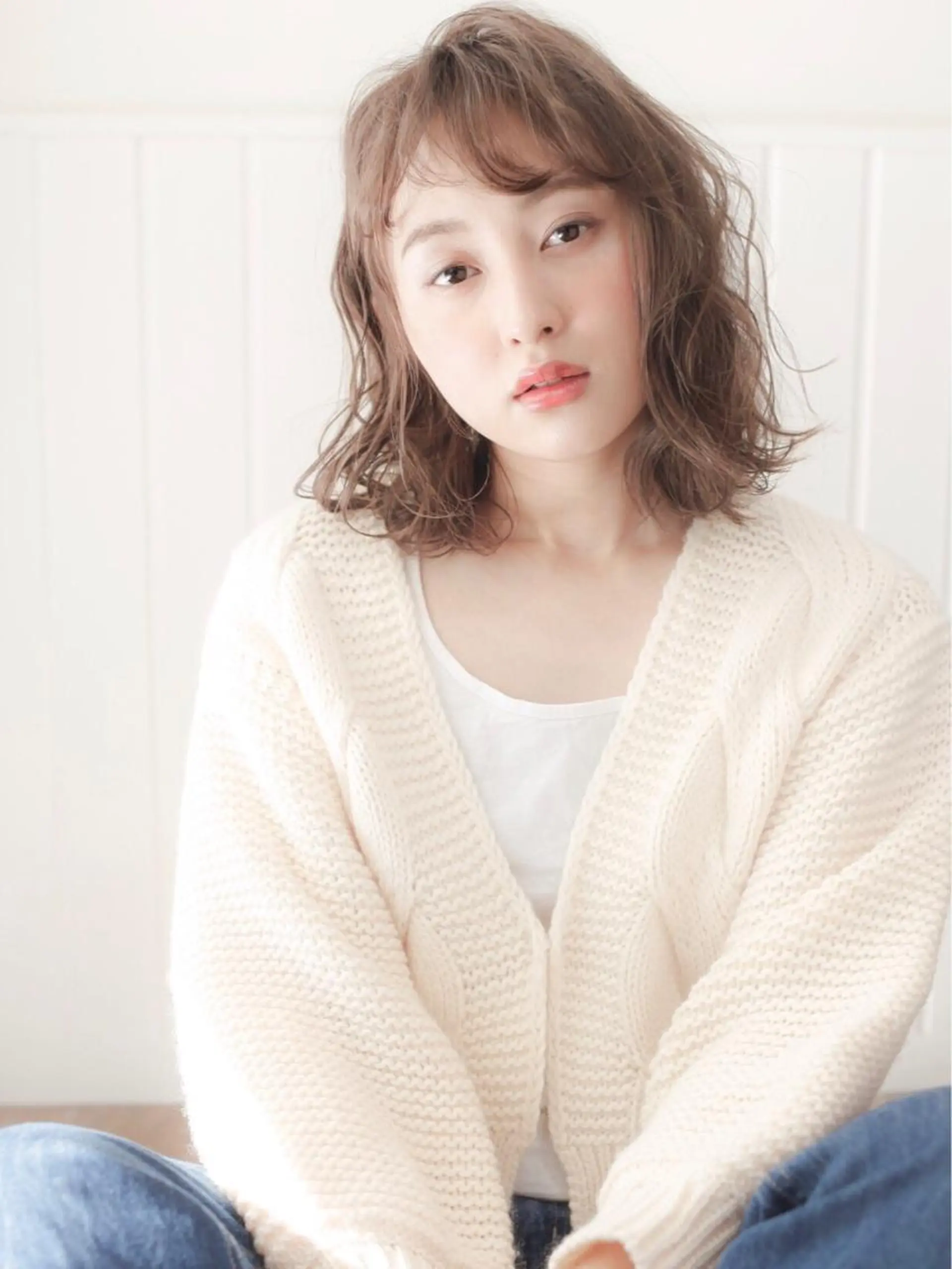 ミディアム カラー ベージュカラー ミルクティーベージュ パーマ×ウルフカット koya☆のヘアスタイル