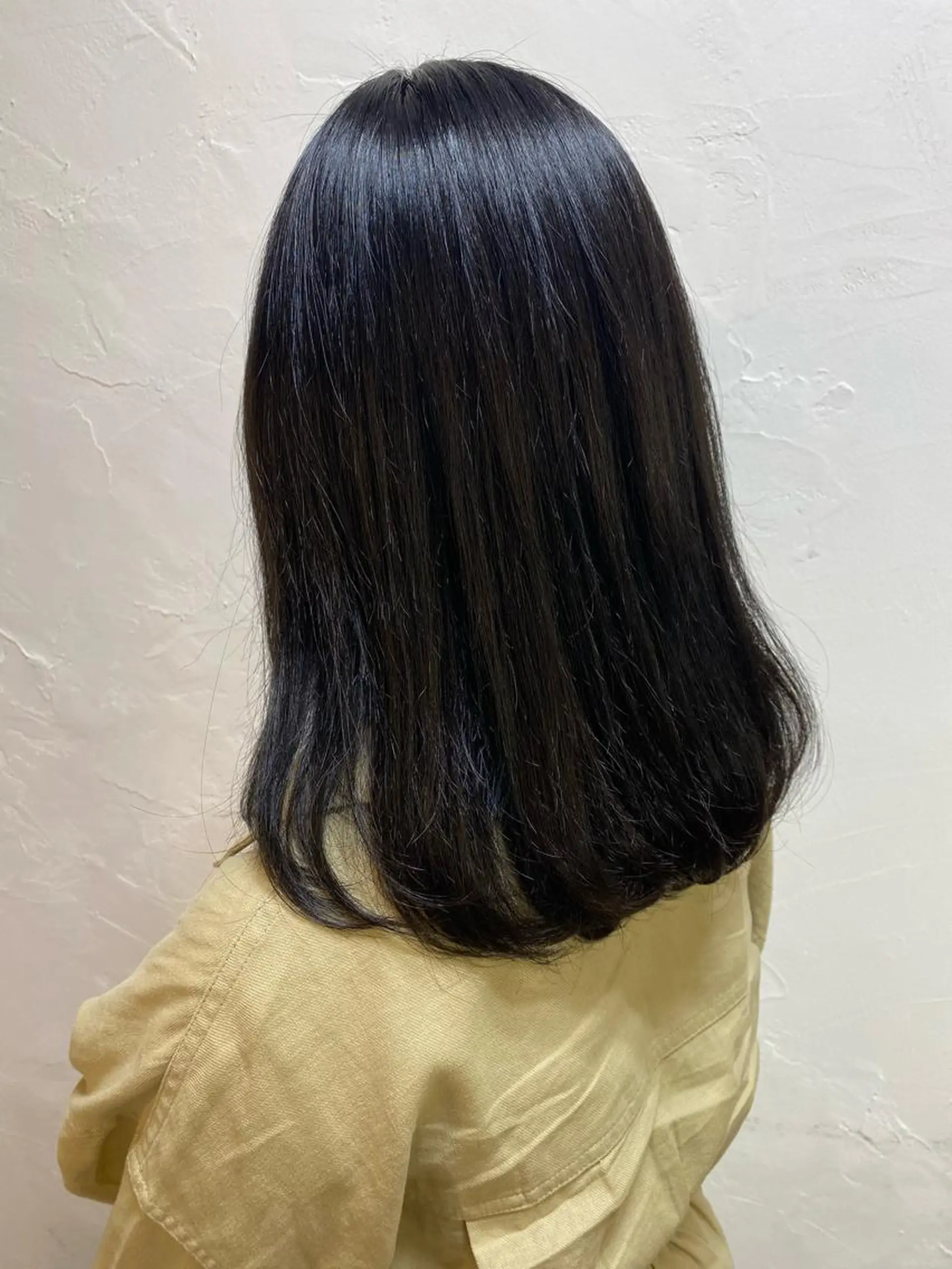 ロング カラー 黒髪 ブルーカラー ブルーブラック Hikari /赤み消しカラーのヘアスタイル