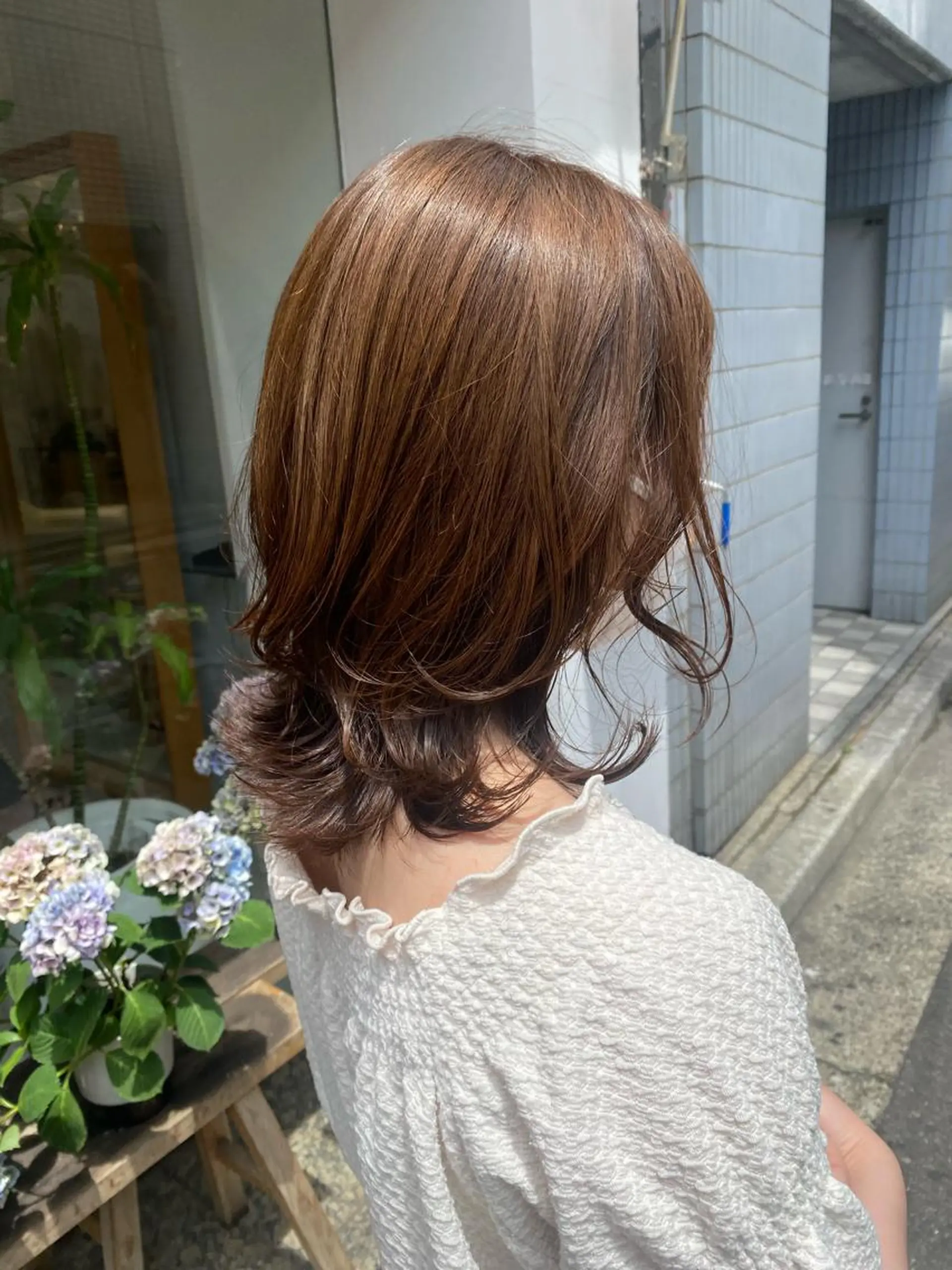 ミディアム カラー カット ヘアカラー トリートメント 安永 涼のヘアスタイル