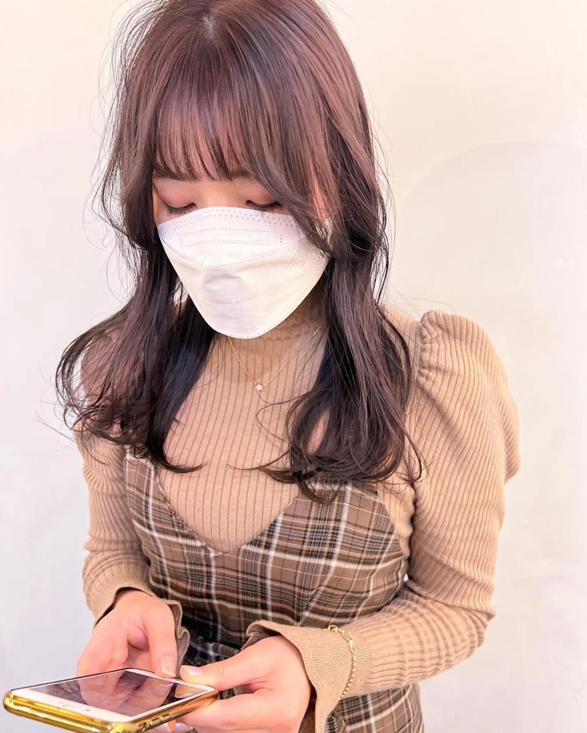 セミロング カラー ベージュカラー ラベンダーカラー ラベンダーベージュ 顔まわりレイヤー レイヤーカット カット ヘアカラー デザインカラー/ 火ノ見🪡のヘアスタイル