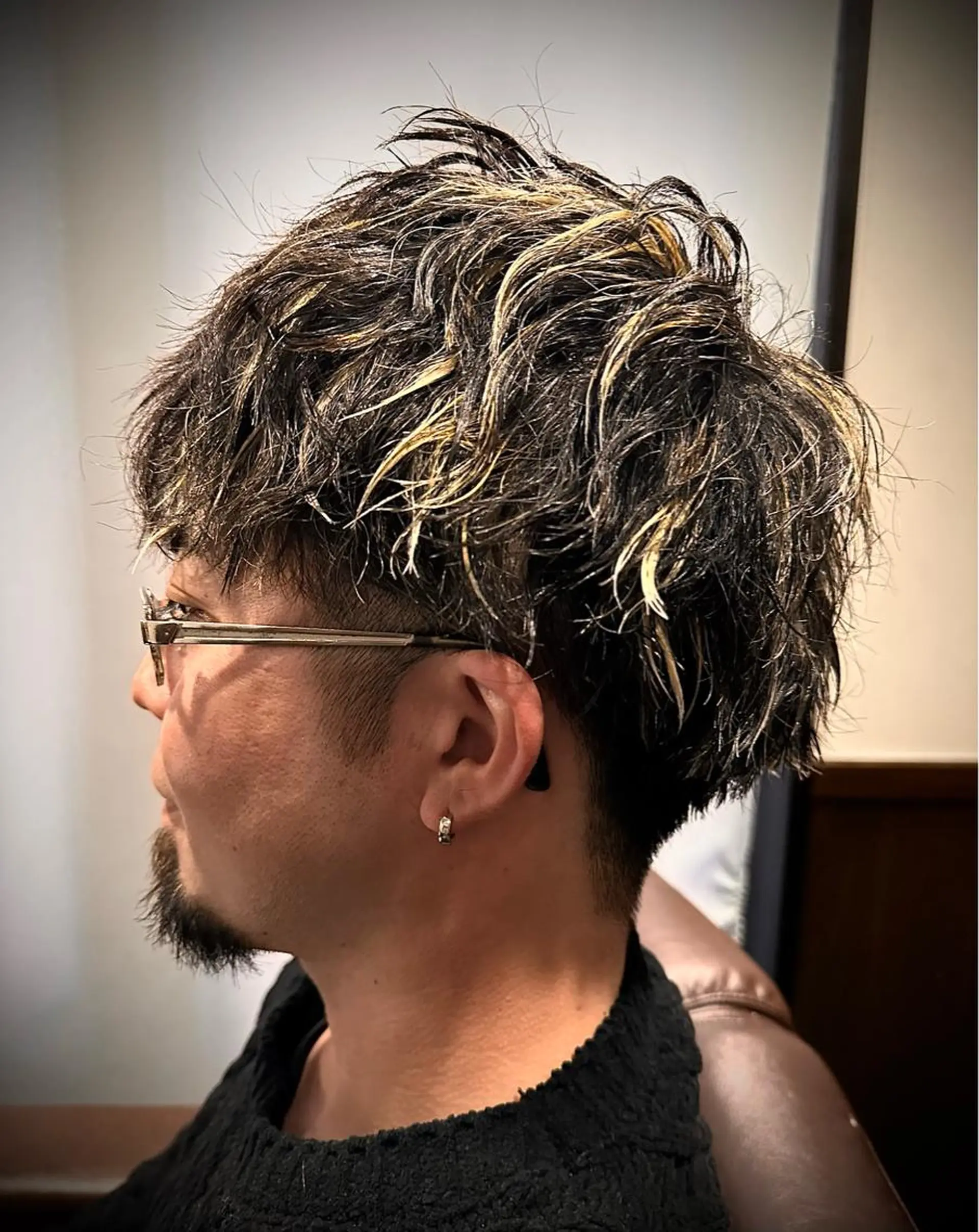ミディアム カラー パーマ メンズ メンズメッシュ メッシュ ヒロ銀座/大槻 湧也のヘアスタイル