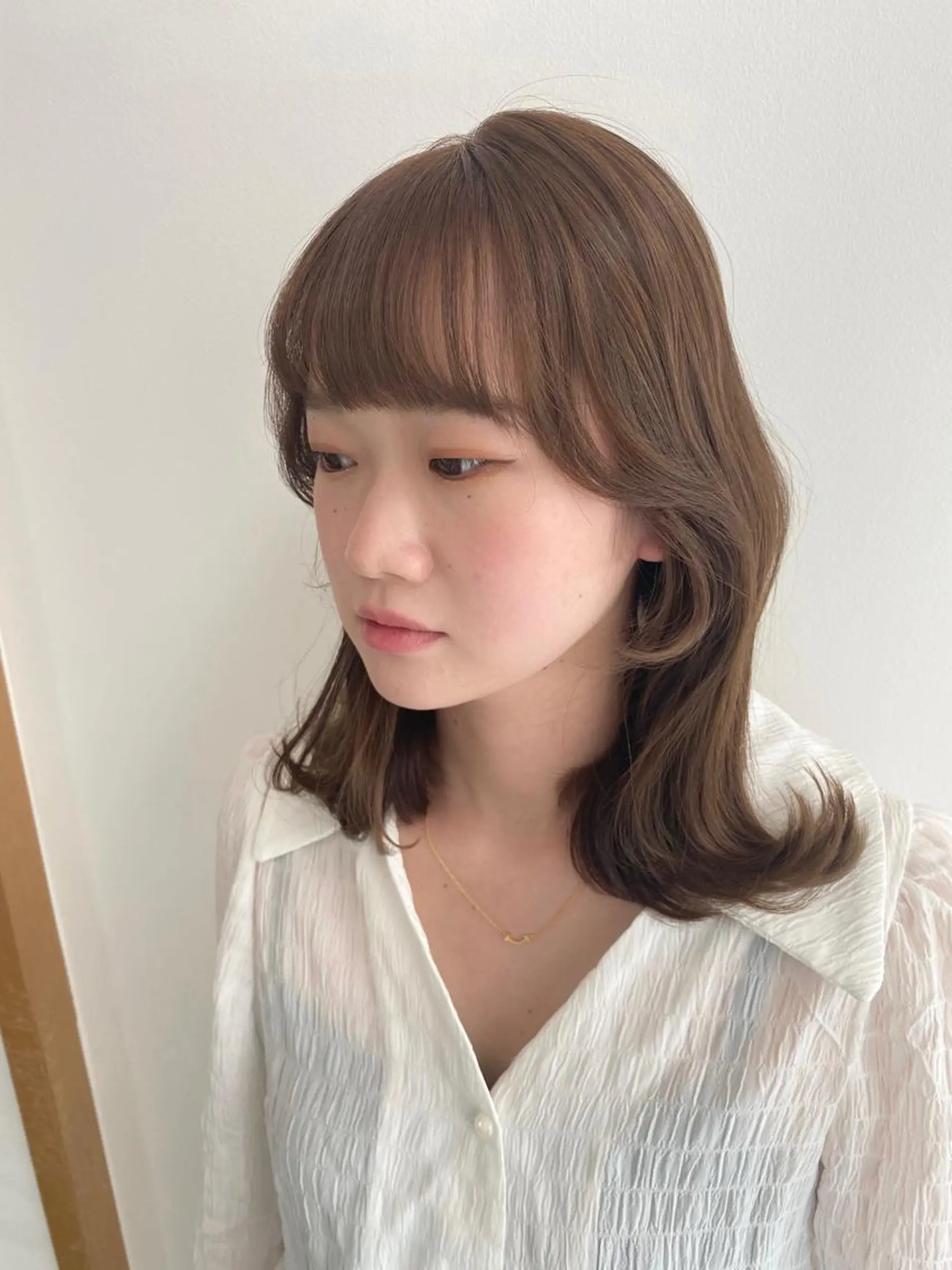 ミディアム カラー ホリイ ハルカのヘアスタイル