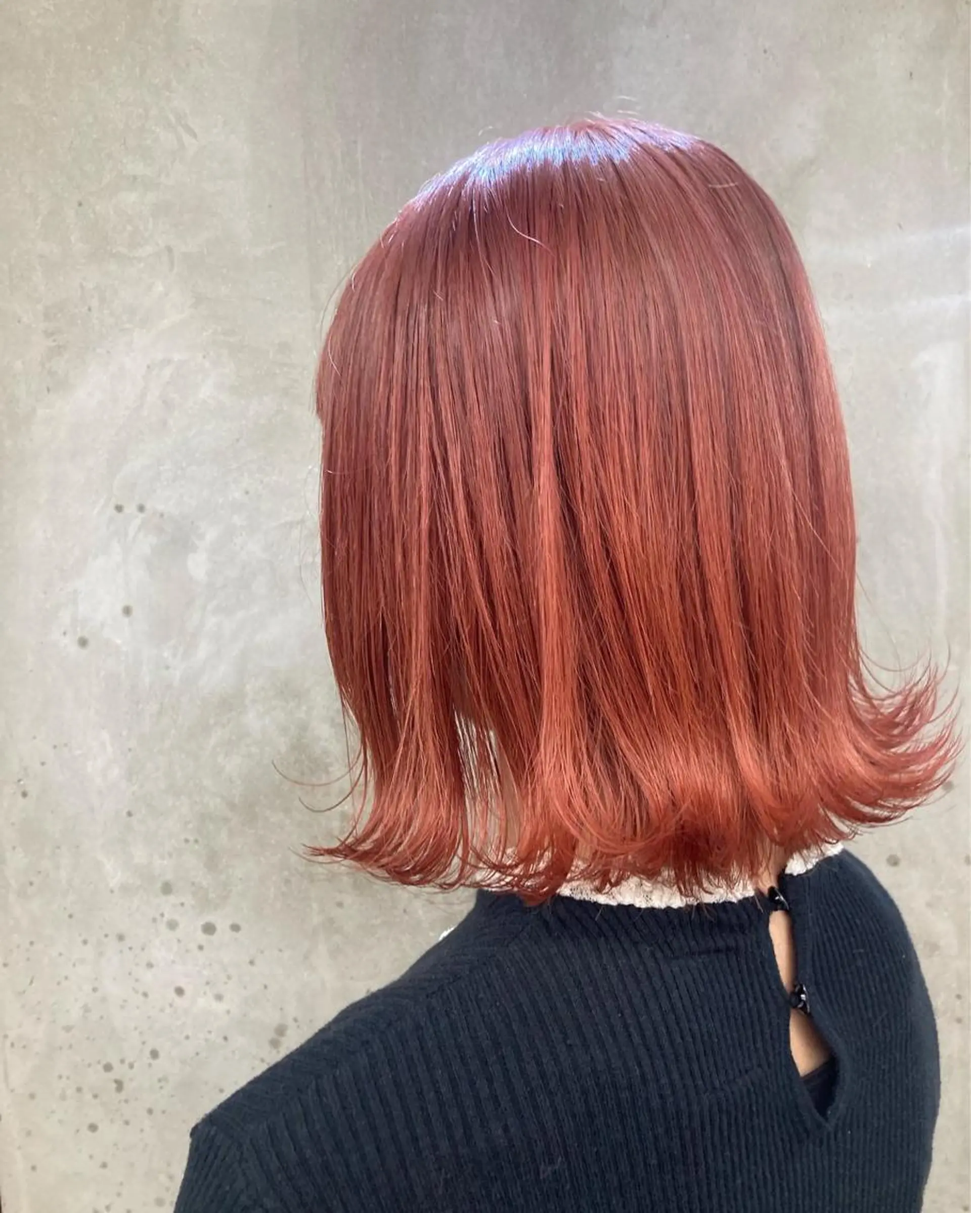 ミディアム カラー オレンジ オレンジピンク ピンクカラー カット ヘアカラー ブリーチ&似合せボブ 田中寛十のヘアスタイル