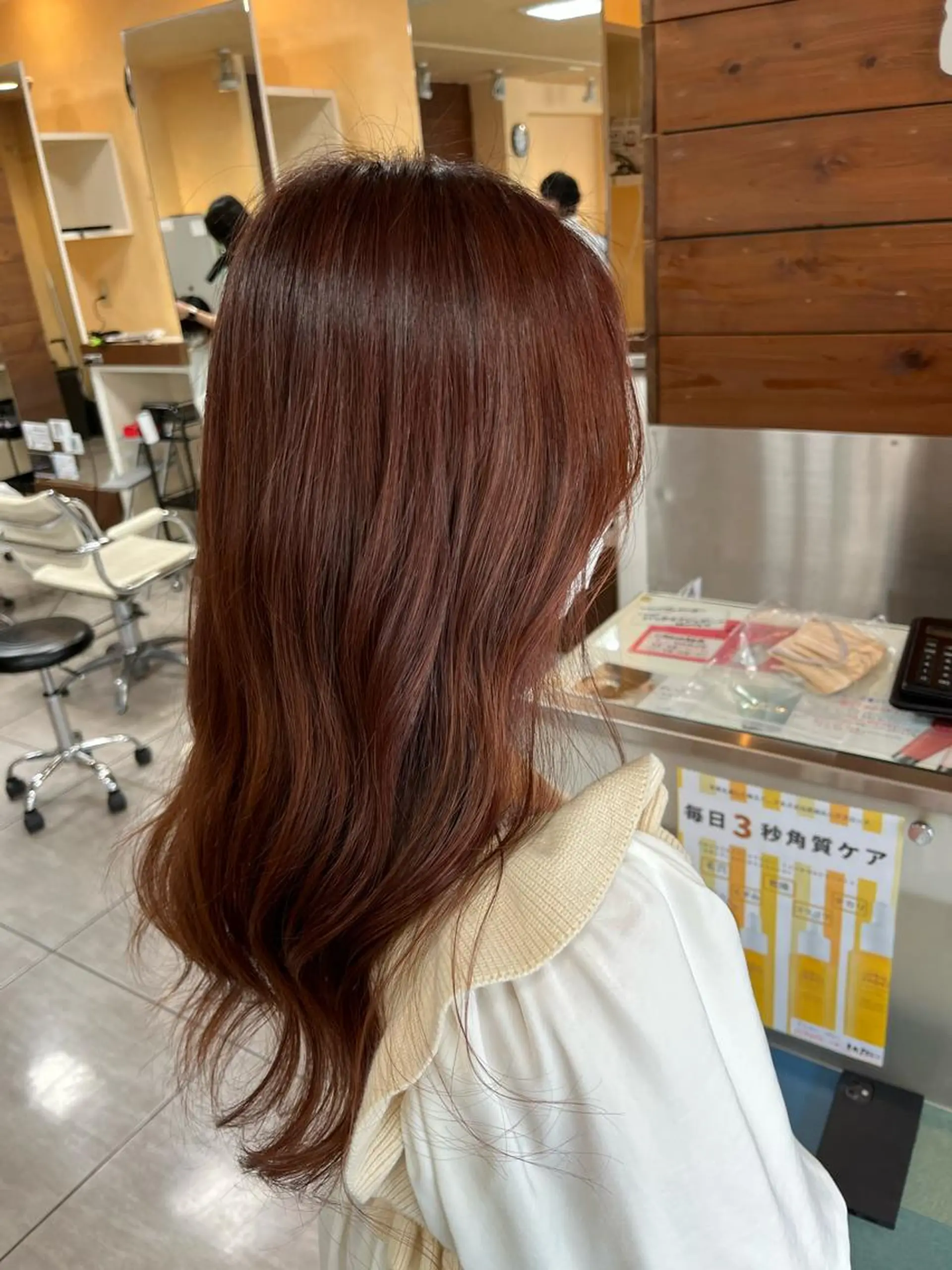 ロング カット ヘアカラー トリートメント インナー×縮毛矯正 ピンクカラー澤井里菜のヘアスタイル