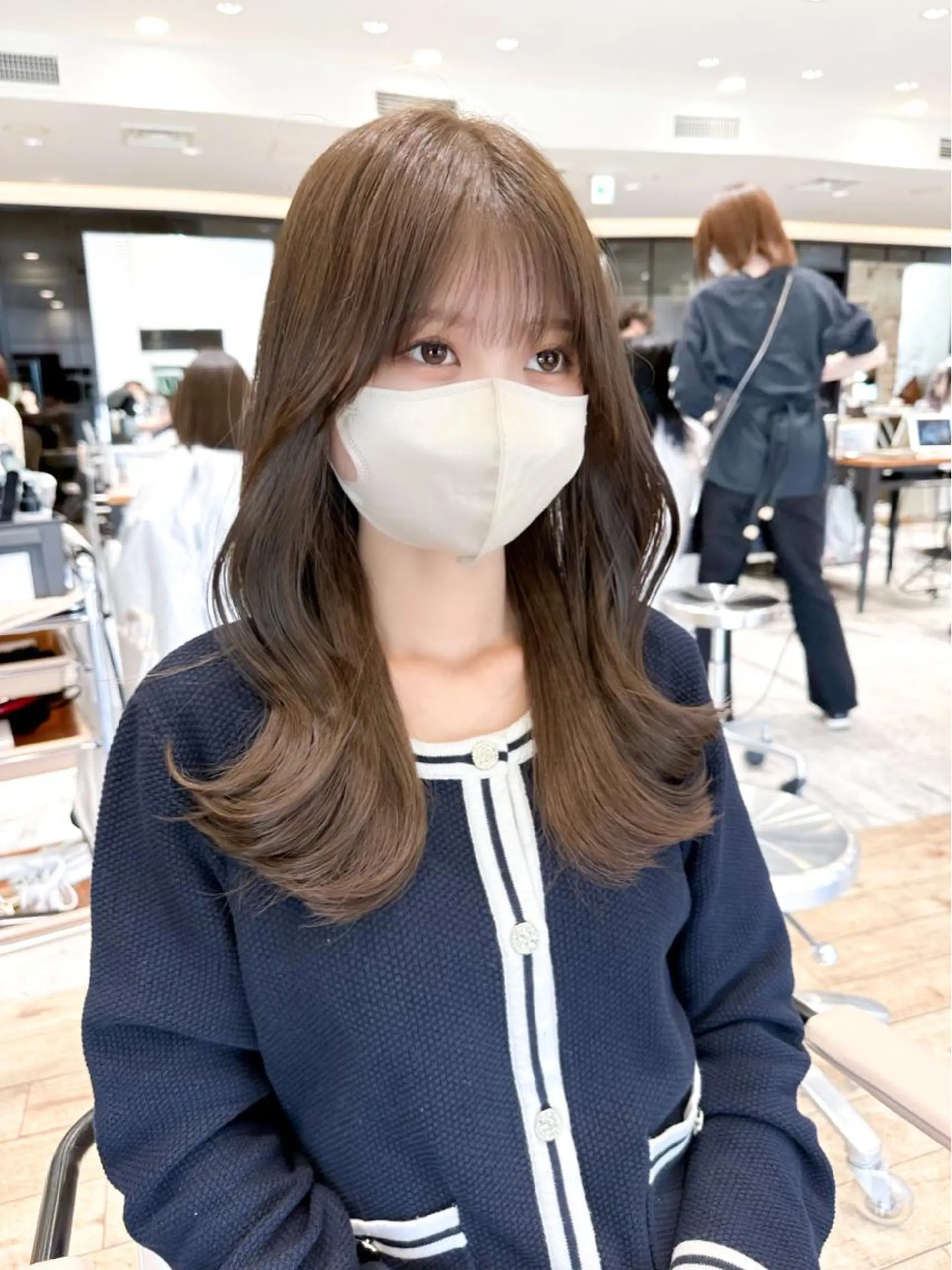 セミロング カラー ベージュカラー ブラウンカラー ブラウンベージュ くびれヘア 顔周りカット カット ヘアカラー トリートメント 顔周り/くびれヘア 韓国ヘア💕風間るなのヘアスタイル