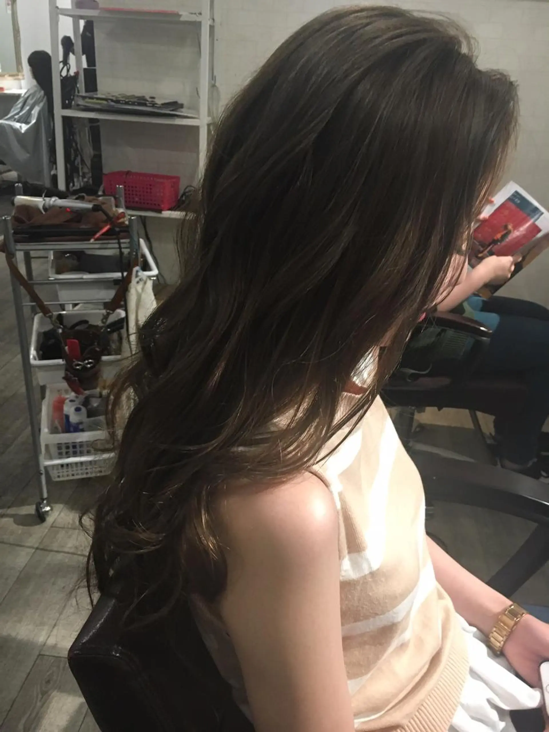 ロング カラー アディクシーカラー グレージュ ハイライトカラー ハイライト JIL BLAN 京都のヘアスタイル