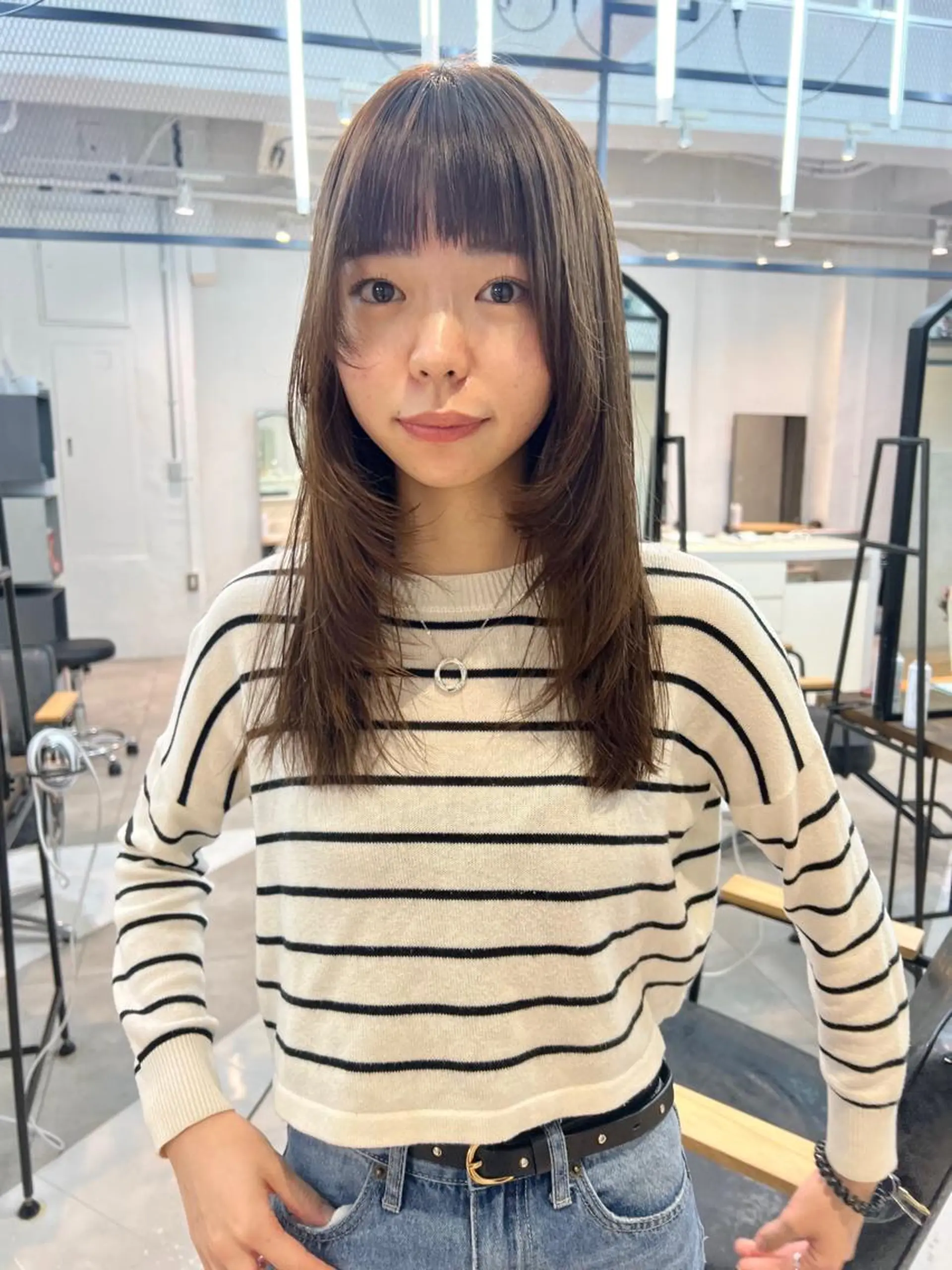 セミロング カラー 顔周りカット 酸性ストレート 顔周りカット/透明感 カラー✂️MEIのヘアスタイル