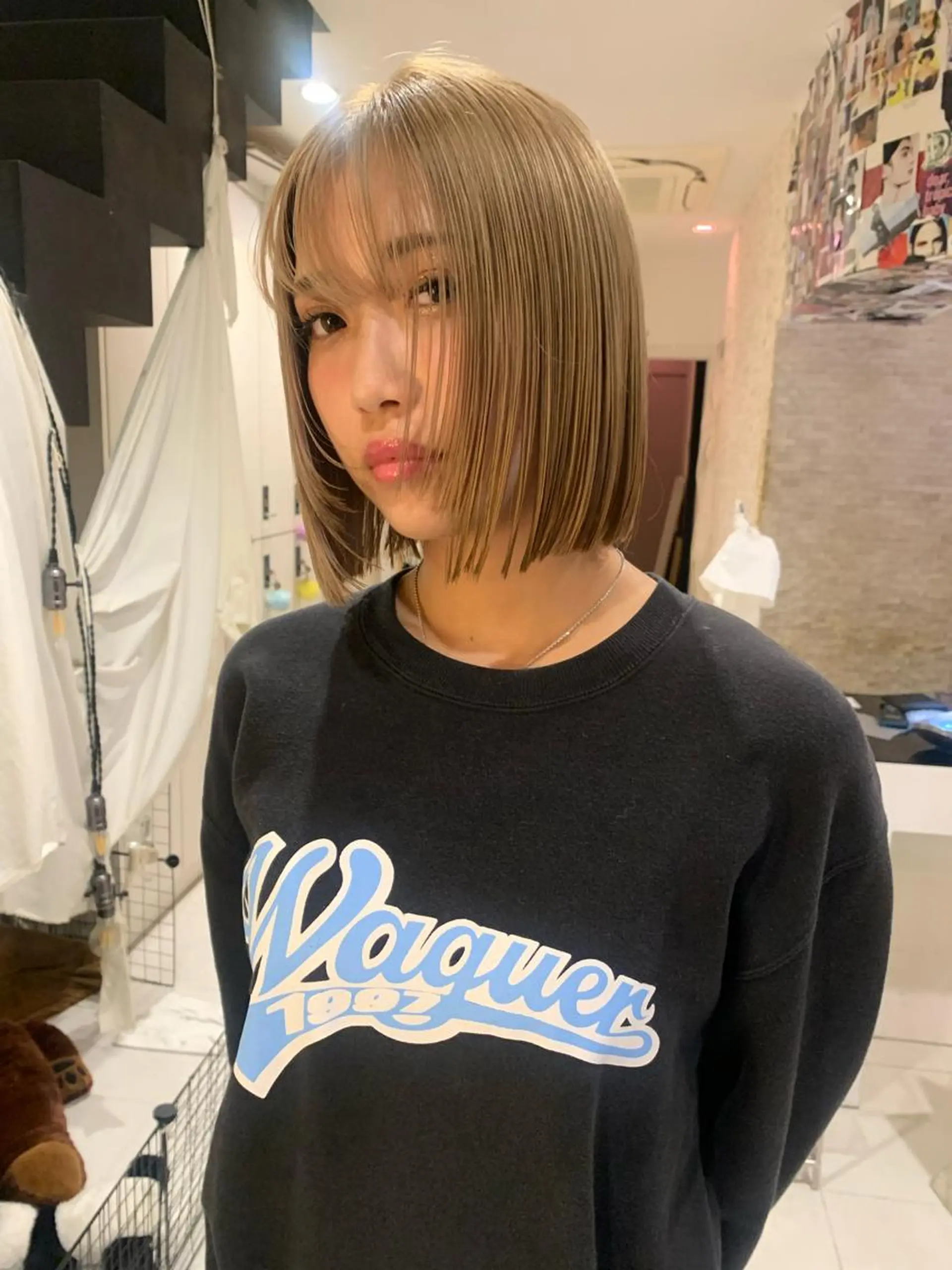 ミディアム カラー 黒髪 ブルーカラー ブルーブラック 酸性ストレート ヘアカラー トリートメント 早川 豪のヘアスタイル
