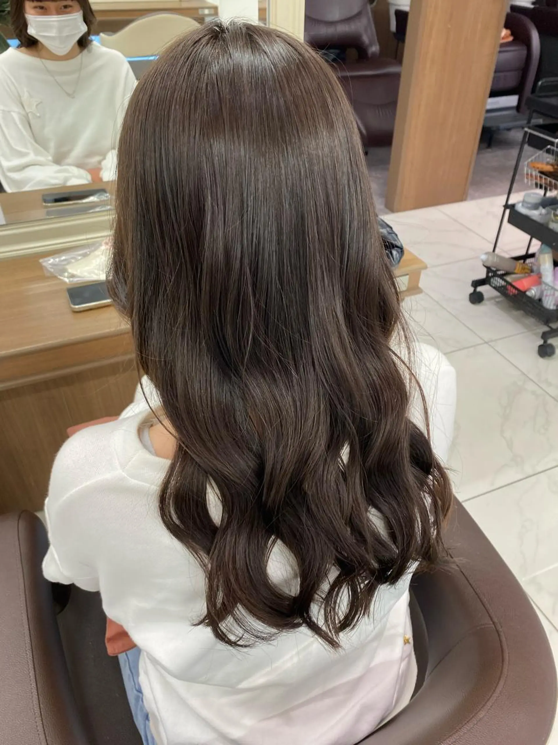 ロング カラー 透明感カラー ココアグレージュ グレージュ カット ヘアカラー トリートメント 長妻莉央/縮毛矯正 髪質改善カラーのヘアスタイル