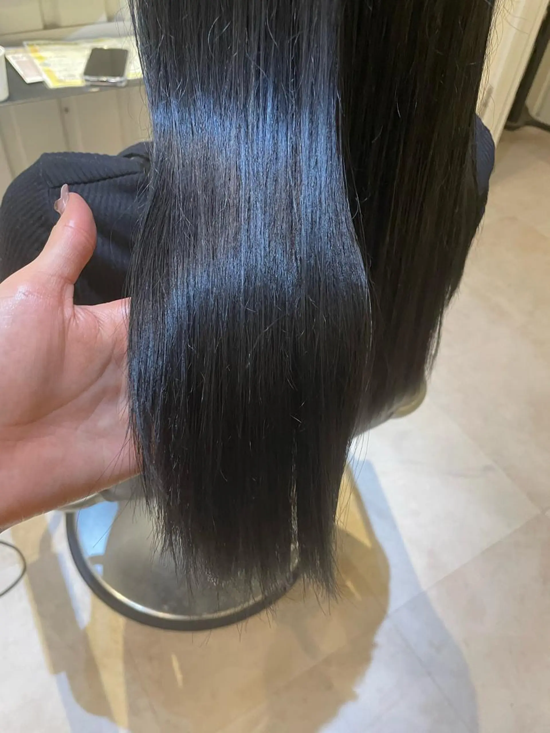 ロング カラー 黒髪 ブルーカラー ブルーブラック 🌸大人可愛い yuzu🌸のヘアスタイル