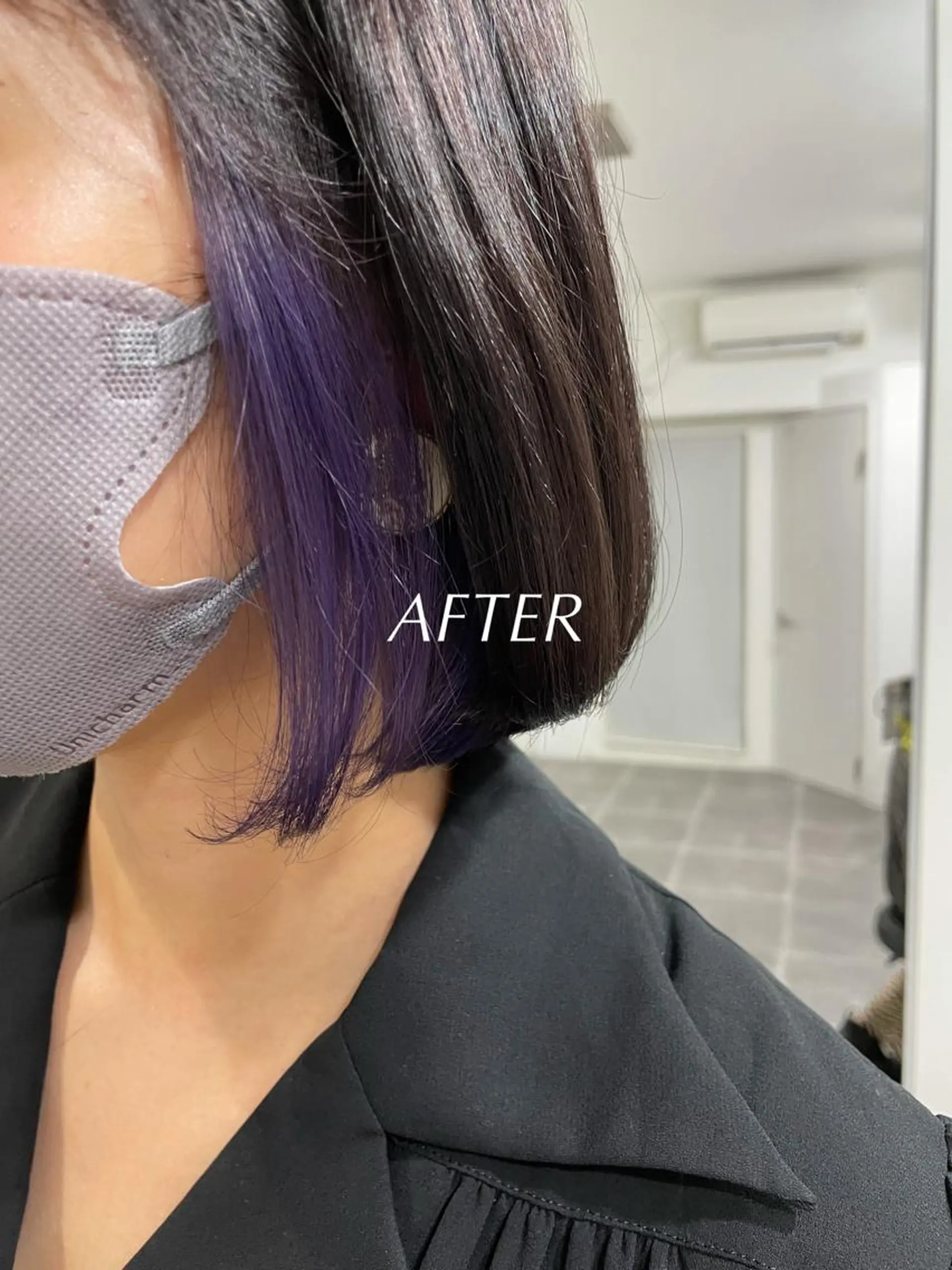 ショート カラー イヤリングカラー パープルカラー ボブ 森田 一平のヘアスタイル