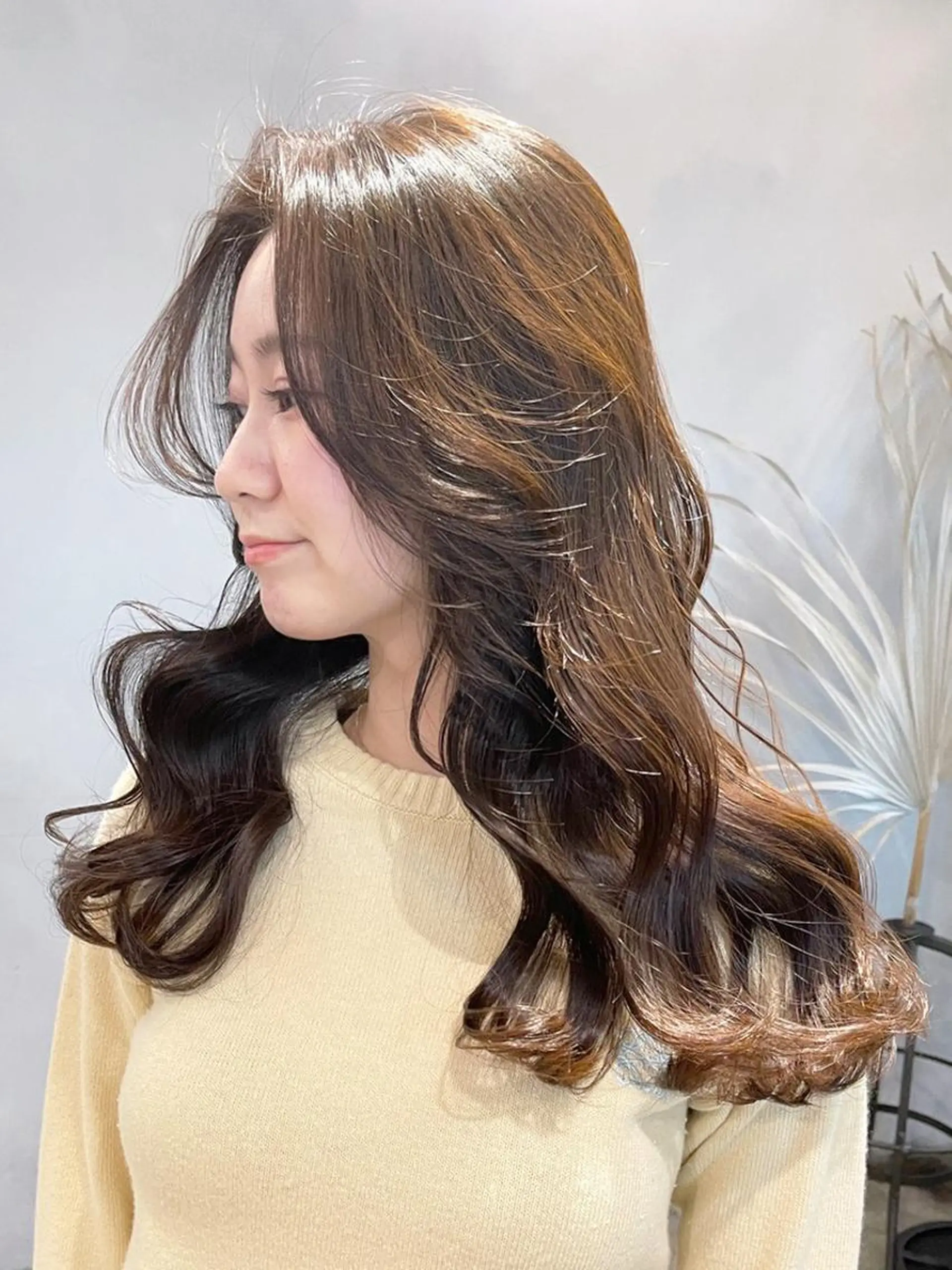 セミロング カラー パーマ ヘアアレンジ ベージュカラー ヨシンモリ ITbyALBUM 藤沢店のヘアスタイル