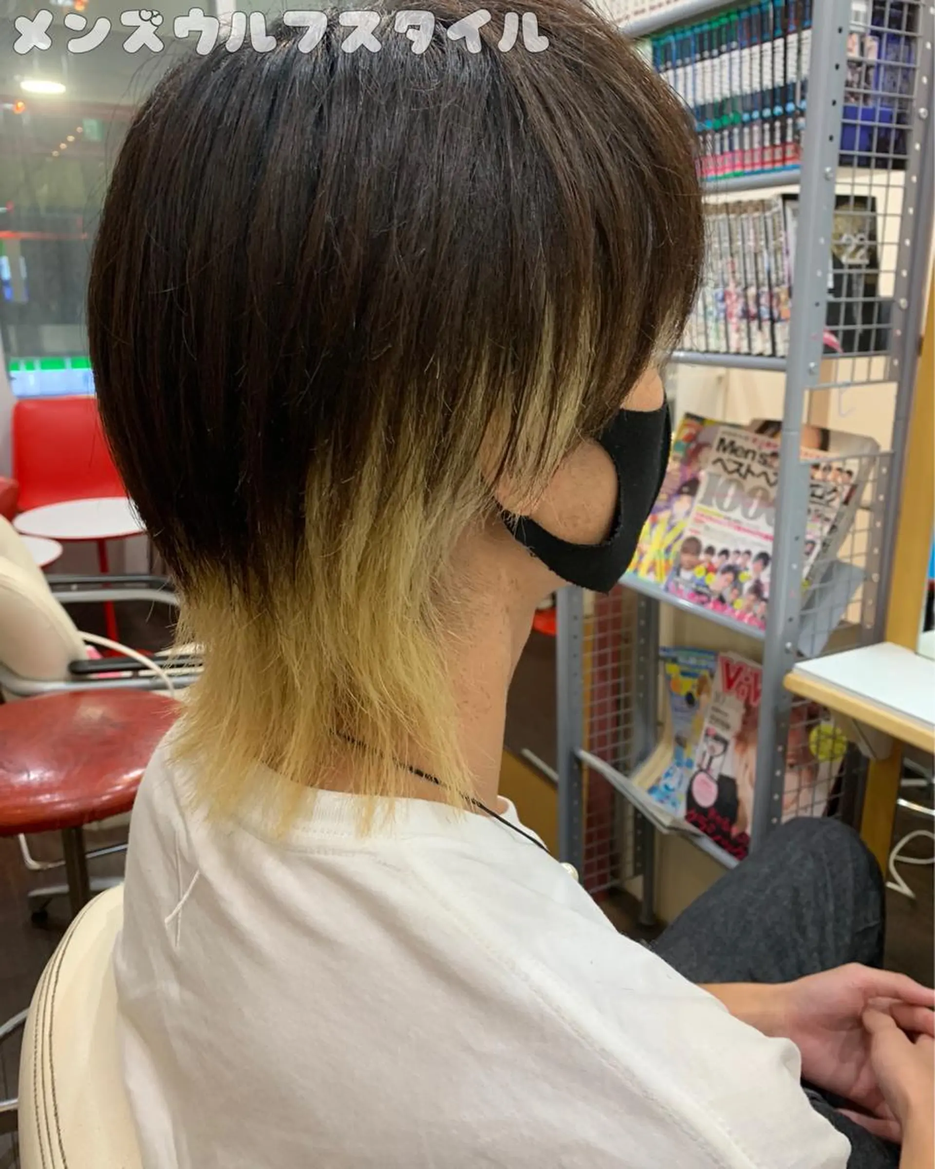 ミディアム カラー ヘアアレンジ メンズ メンズウルフカット ウルフカット 今村公介 ブリーチ特化、派手髪のヘアスタイル