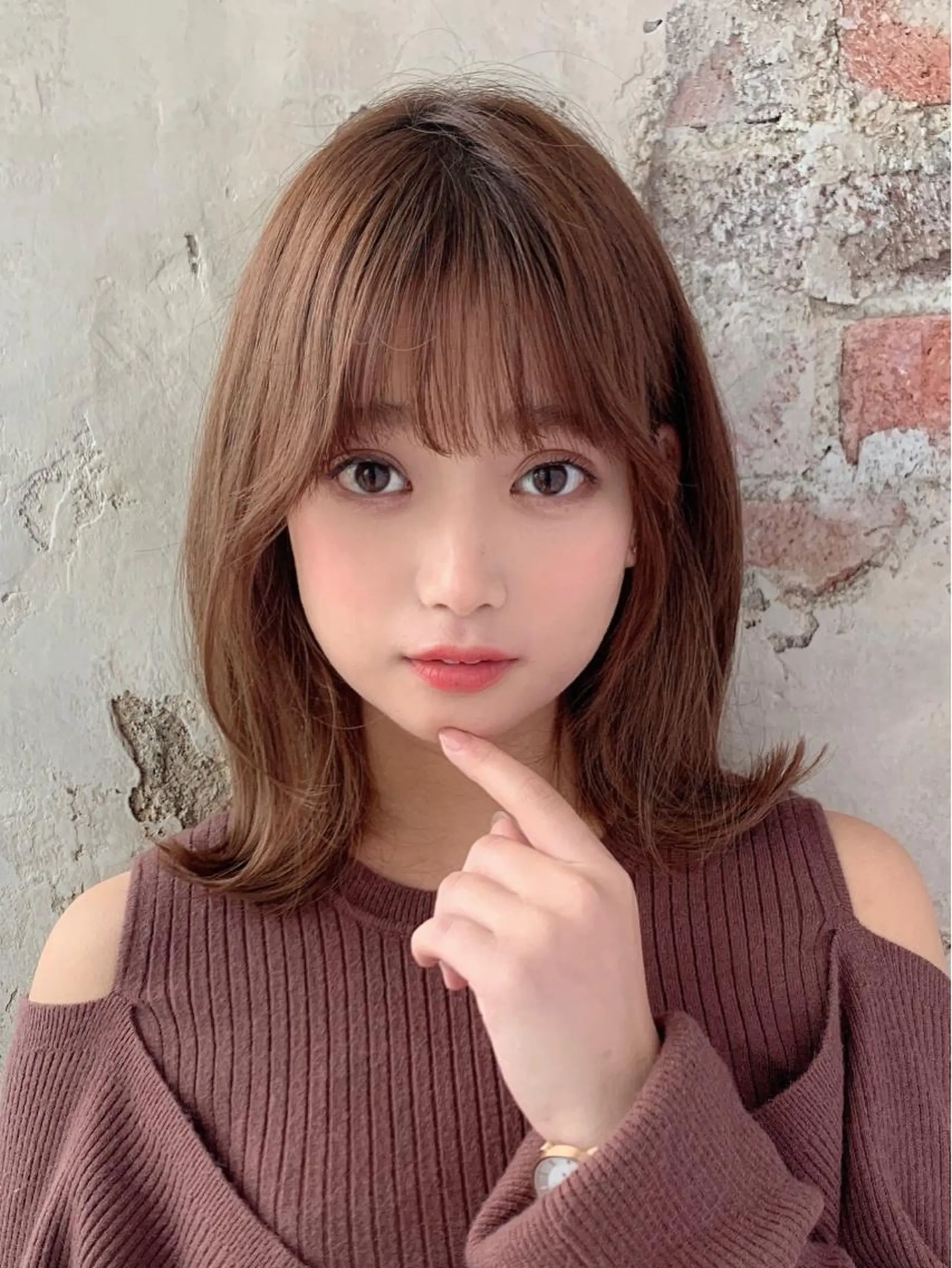 ミディアム カット ヘアカラー トリートメント 🧡くびれヘア/前髪 顔周り🧡久原結衣のヘアスタイル