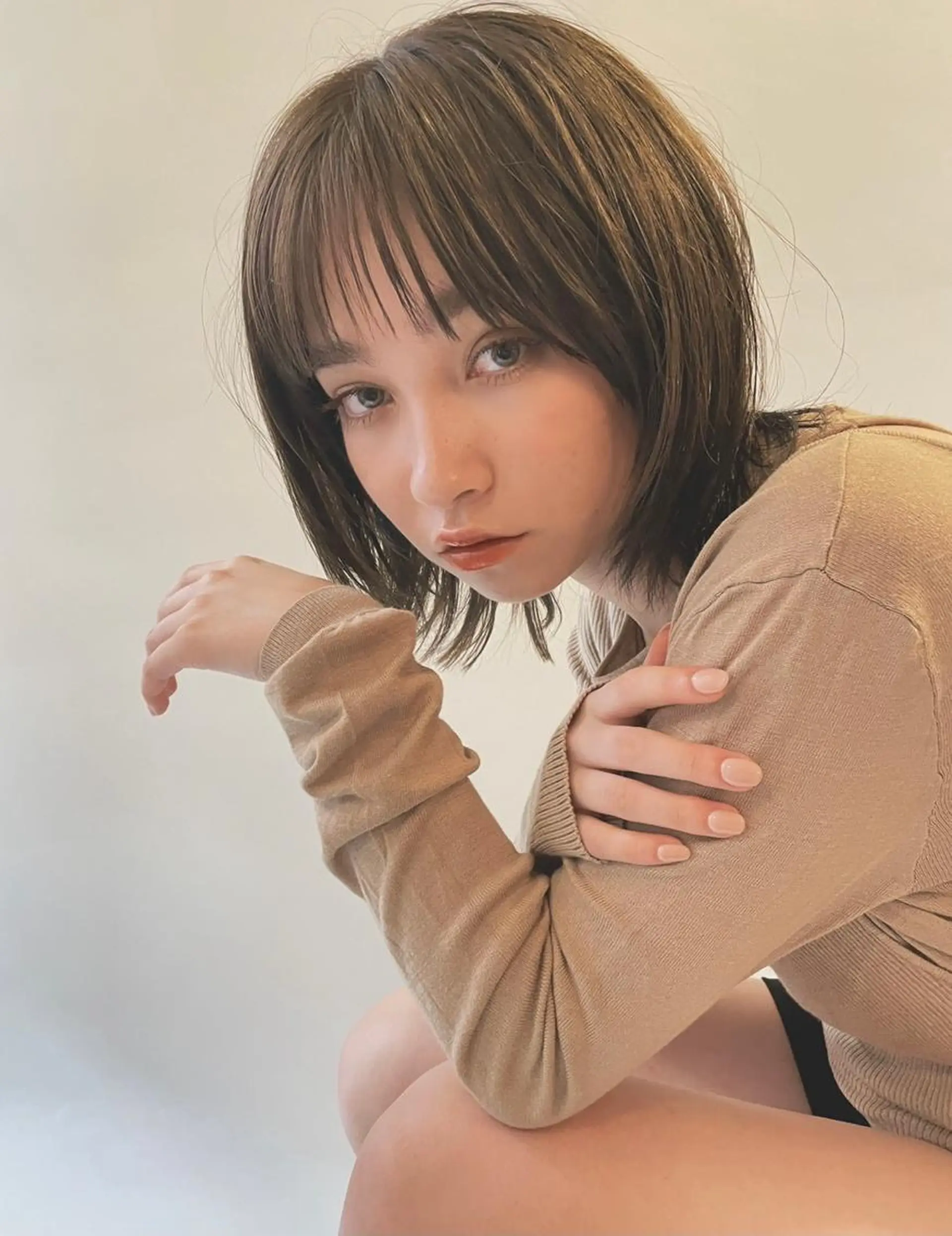 ショート カラー 切りっぱなしボブ ショートボブ ハンサムショート 黒髪 透明感カラー カット kith.所属・ケアカラー×髪質改善 🌙OKUBO🌙のヘアスタイル