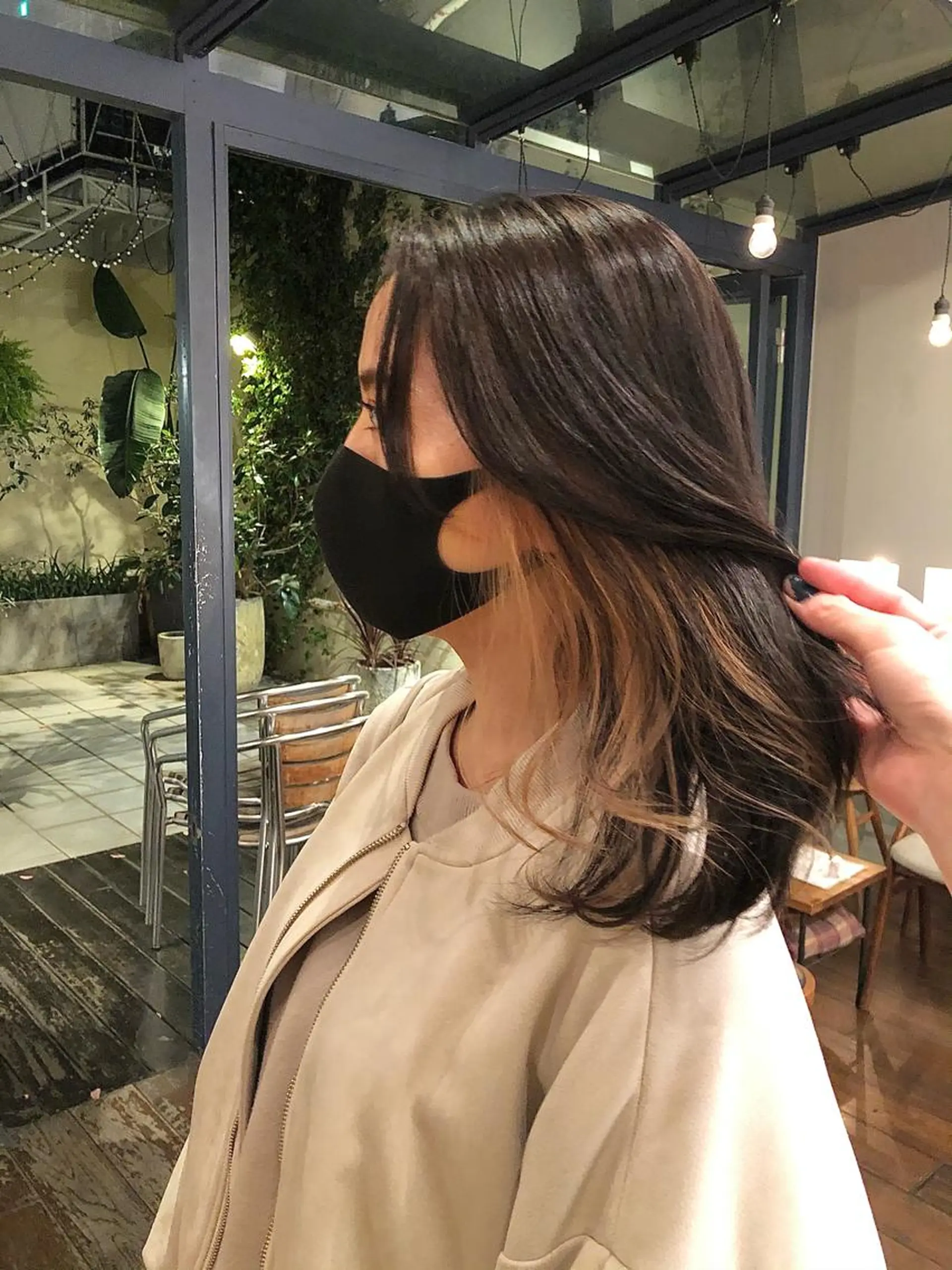 セミロング カラー ヘアアレンジ 🪽艶感× hair ｜kazaneのヘアスタイル