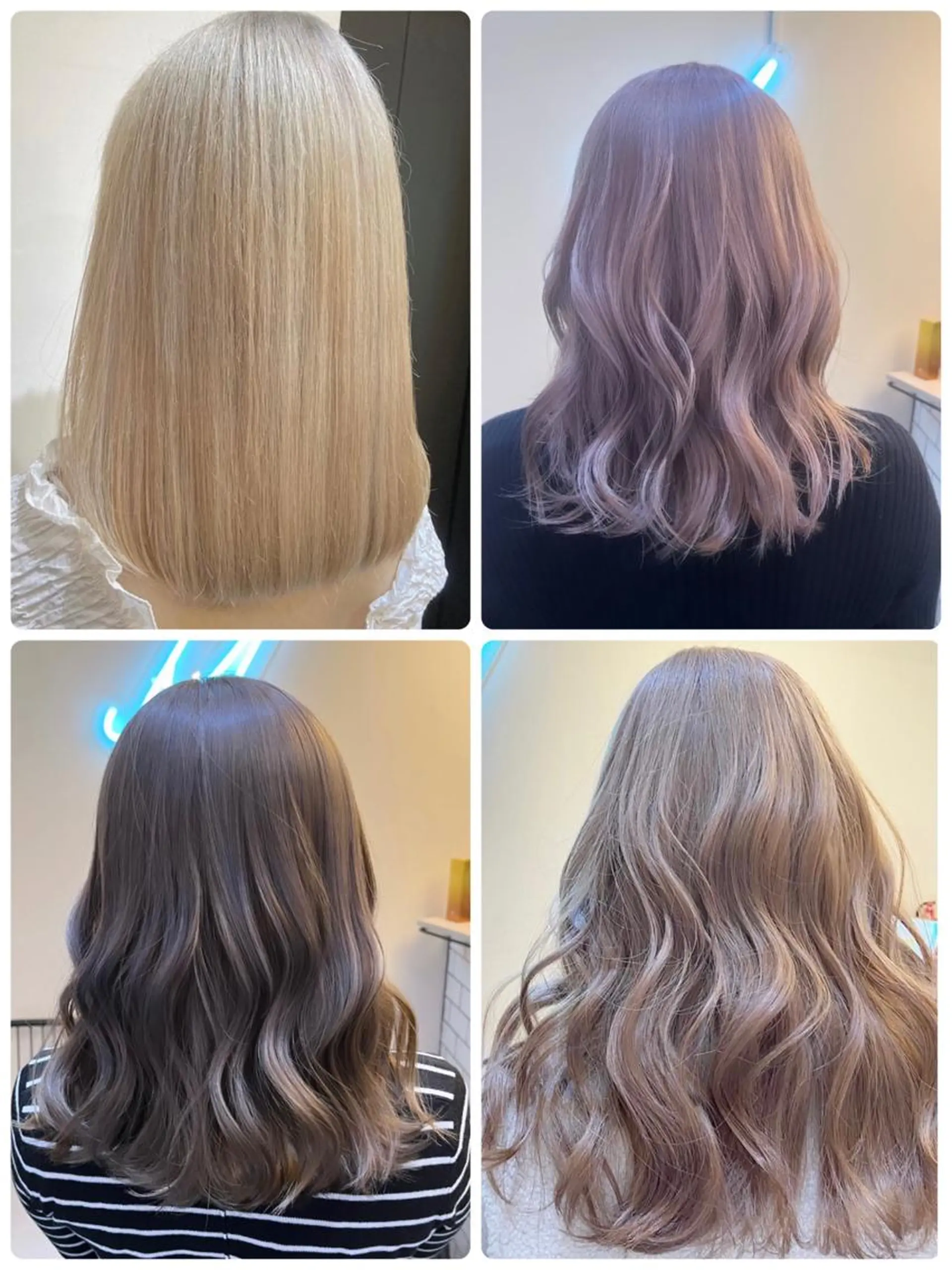 セミロング カラー ヘアアレンジ ヘアカラー ハイトーンヘアセット 🦋yuri🦋のヘアスタイル
