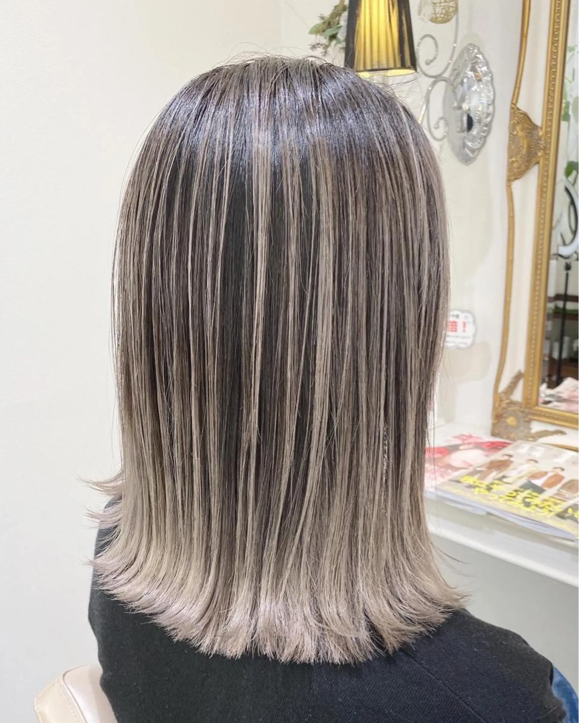 ミディアム カラー バレイヤージュ 髪質改善 レイヤーカット カット ヘアカラー トリートメント 山崎俊輔/髪質改善 /バレイヤージュのヘアスタイル