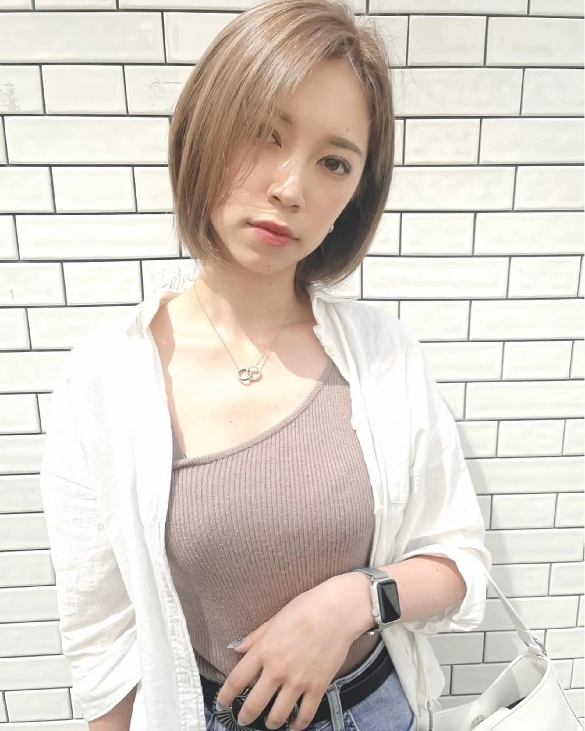 ショート カラー ベージュカラー ブリーチ ケアブリーチ ミルクティーベージュ 🍨モテベージュ🩰 miraiのヘアスタイル