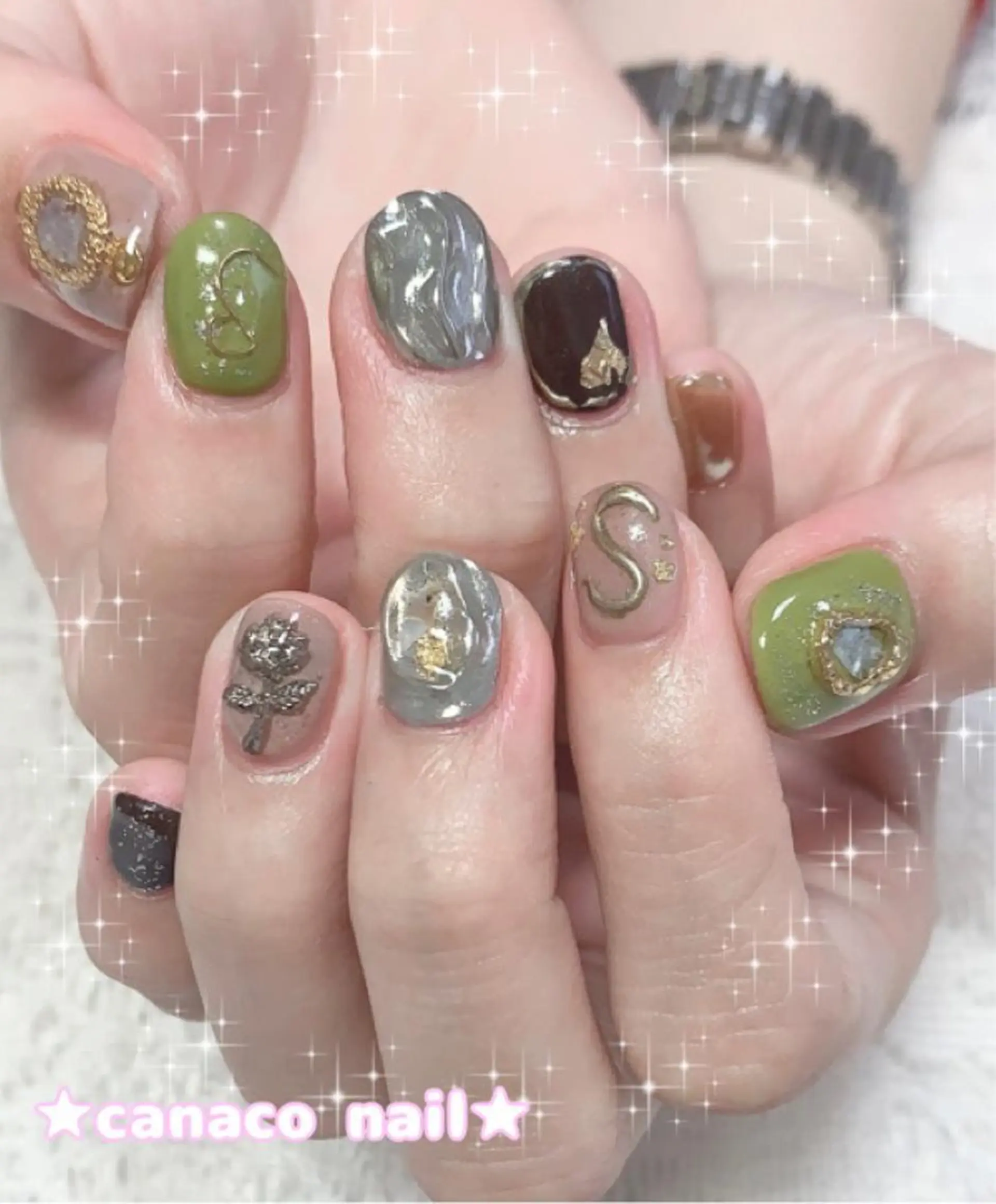 ネイル 大理石ネイル(マーブル) ミラーネイル ニュアンスネイル ピスタチオネイル Felice所属・ベテランネイル cnc nailのネイルデザイン