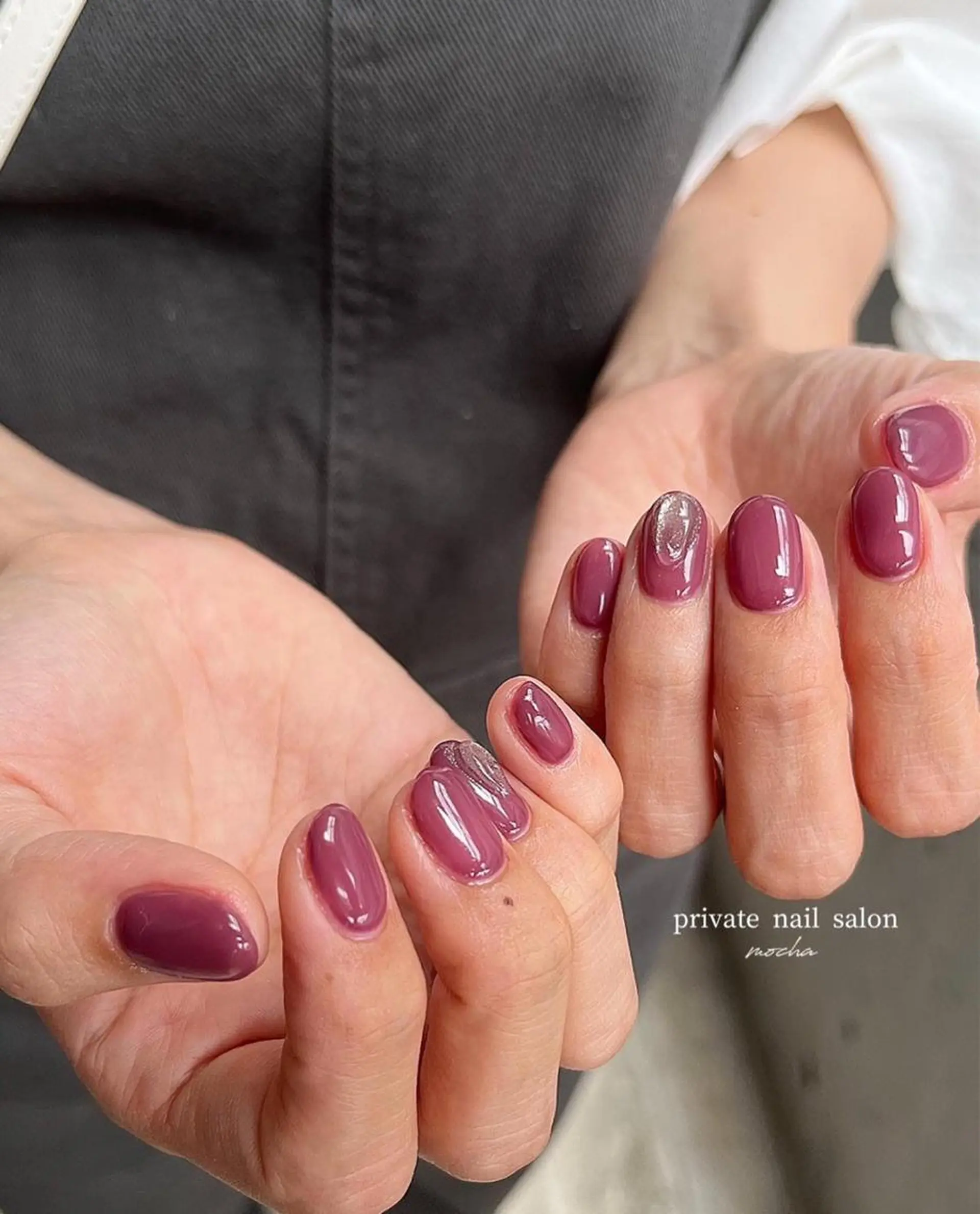 ネイル カジュアル チークネイル フレンチネイル ジェルネイル マグネットネイル ハンドネイル mocha nailのネイルデザイン