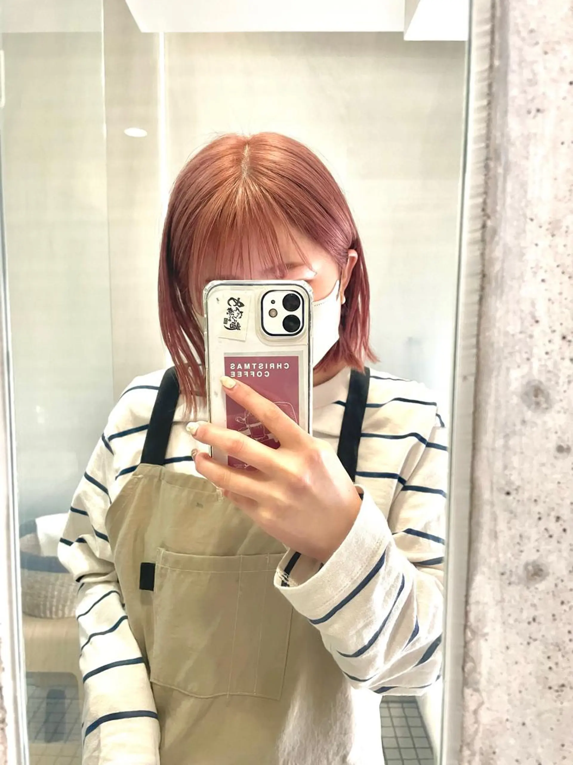 カラー ベージュカラー ブリーチ ハイトーンカラー ピンクカラー ピンクベージュ TIECHEL所属・韓国ナチュラル・ ベージュ/落合夏希のヘアスタイル