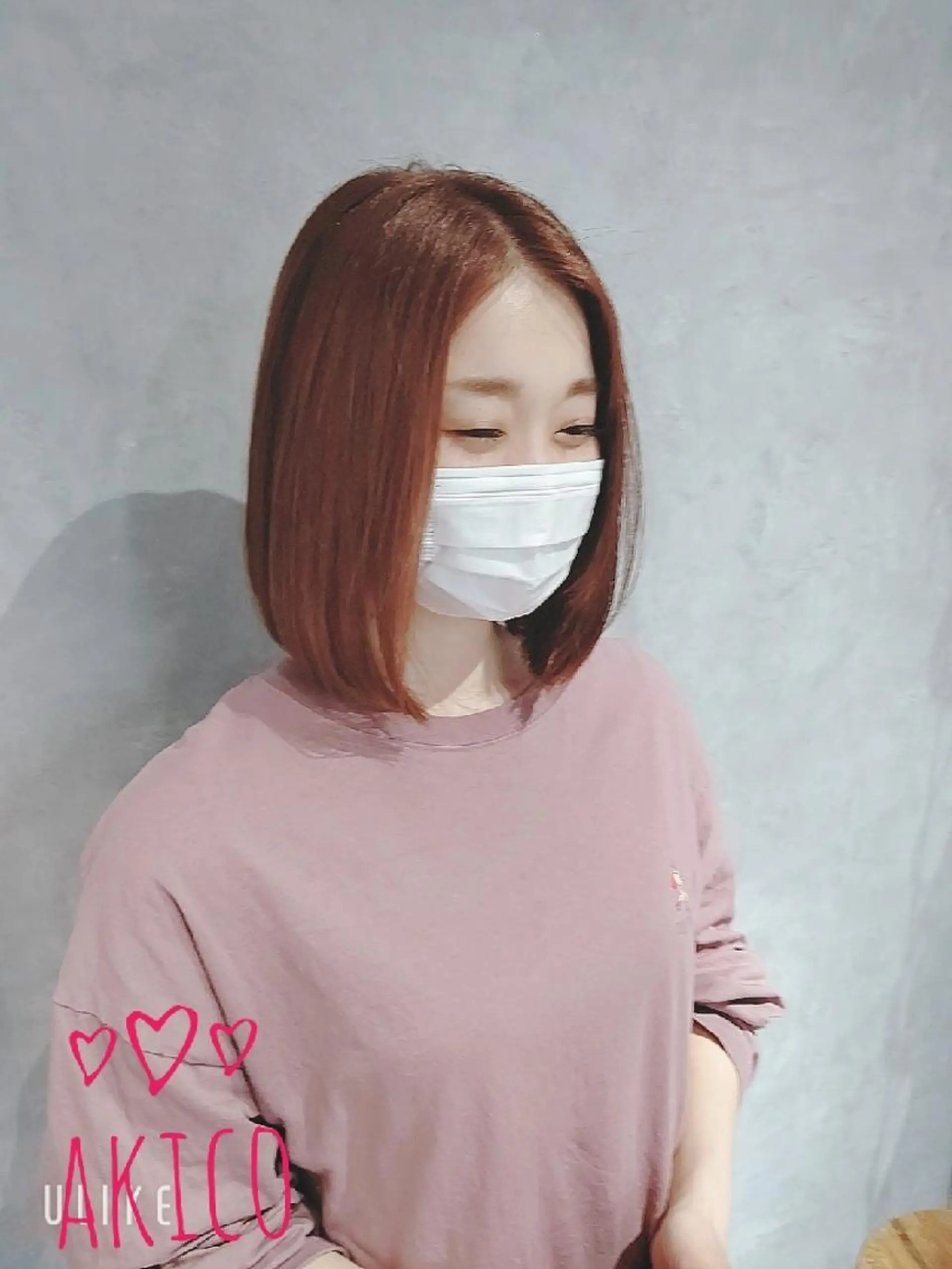 ミディアム カラー ピンクカラー LUXBE GALLERY なんば駅前店所属・ラックスビーギャラリ ー AKICOのヘアスタイル