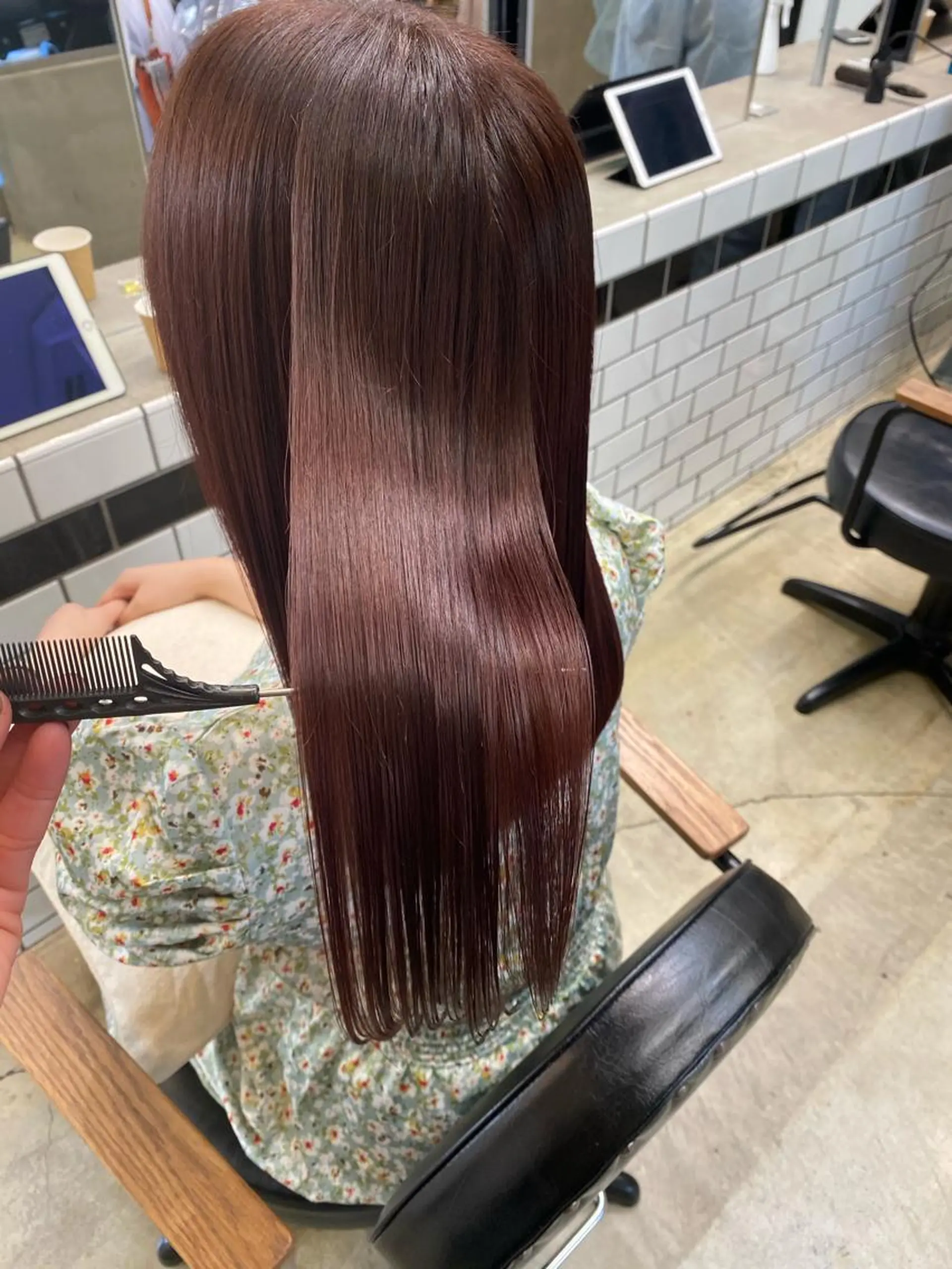 セミロング カラー トリートメント 顔まわりカット✨艶髪 ✨髪質改善✨伴響佳のヘアスタイル