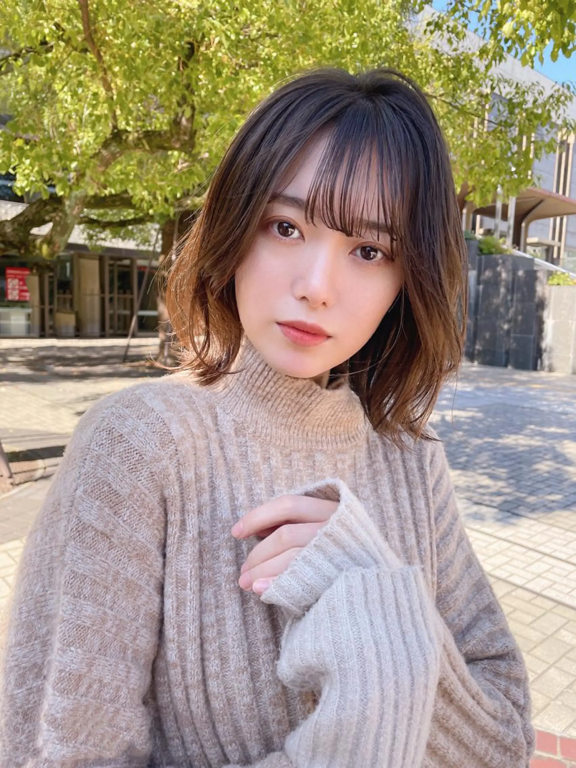 ミディアム カット ヘアカラー トリートメント 小顔カット/レイヤー /ボブ/浅野恵大のヘアスタイル