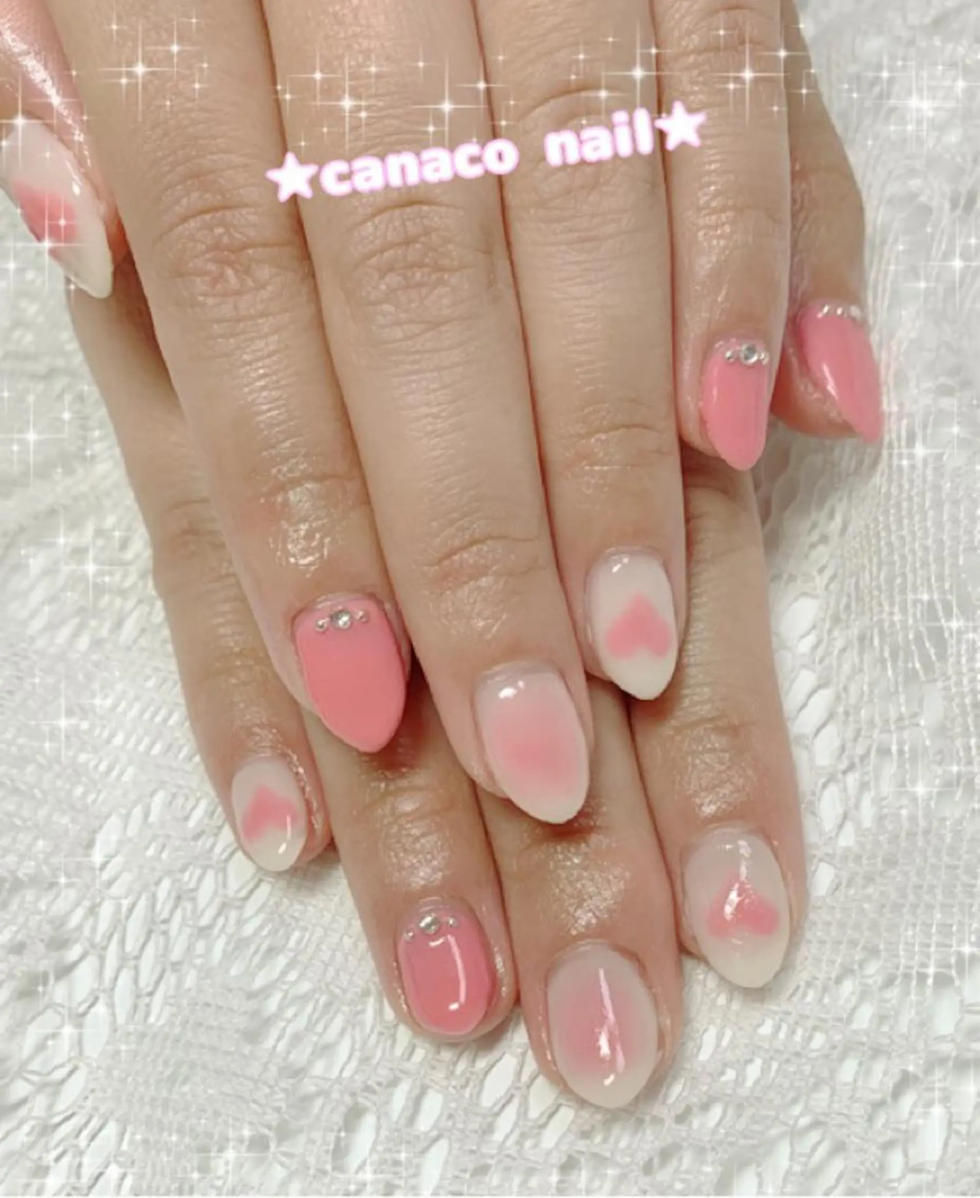 ネイル チークネイル ハート ハンドネイル ハンドケア Felice所属・ベテランネイル cnc nailのネイルデザイン