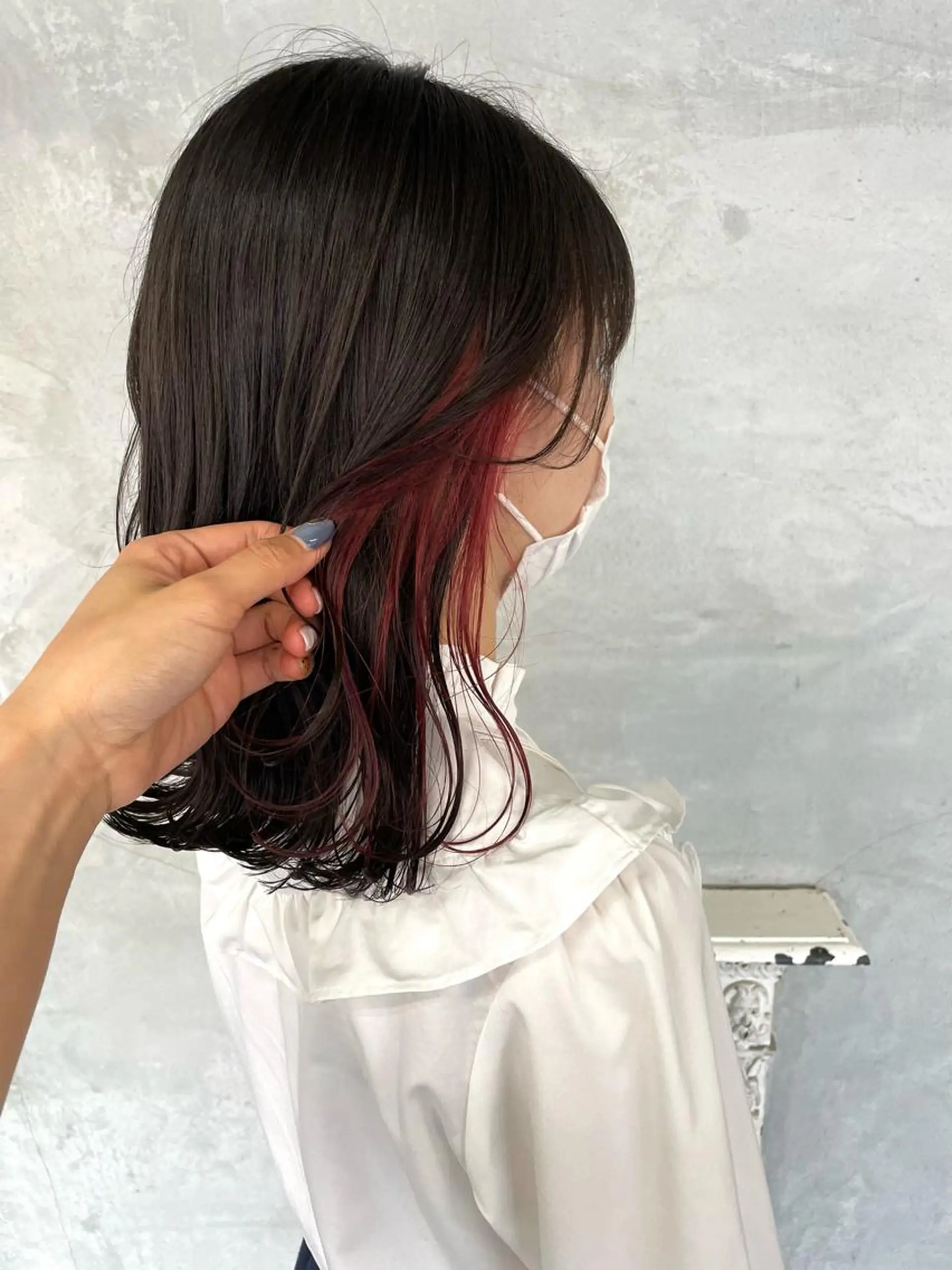 セミロング カラー イヤリングカラー レッドカラー 暖色/ピンクブラウン 🌷岡田真季のヘアスタイル