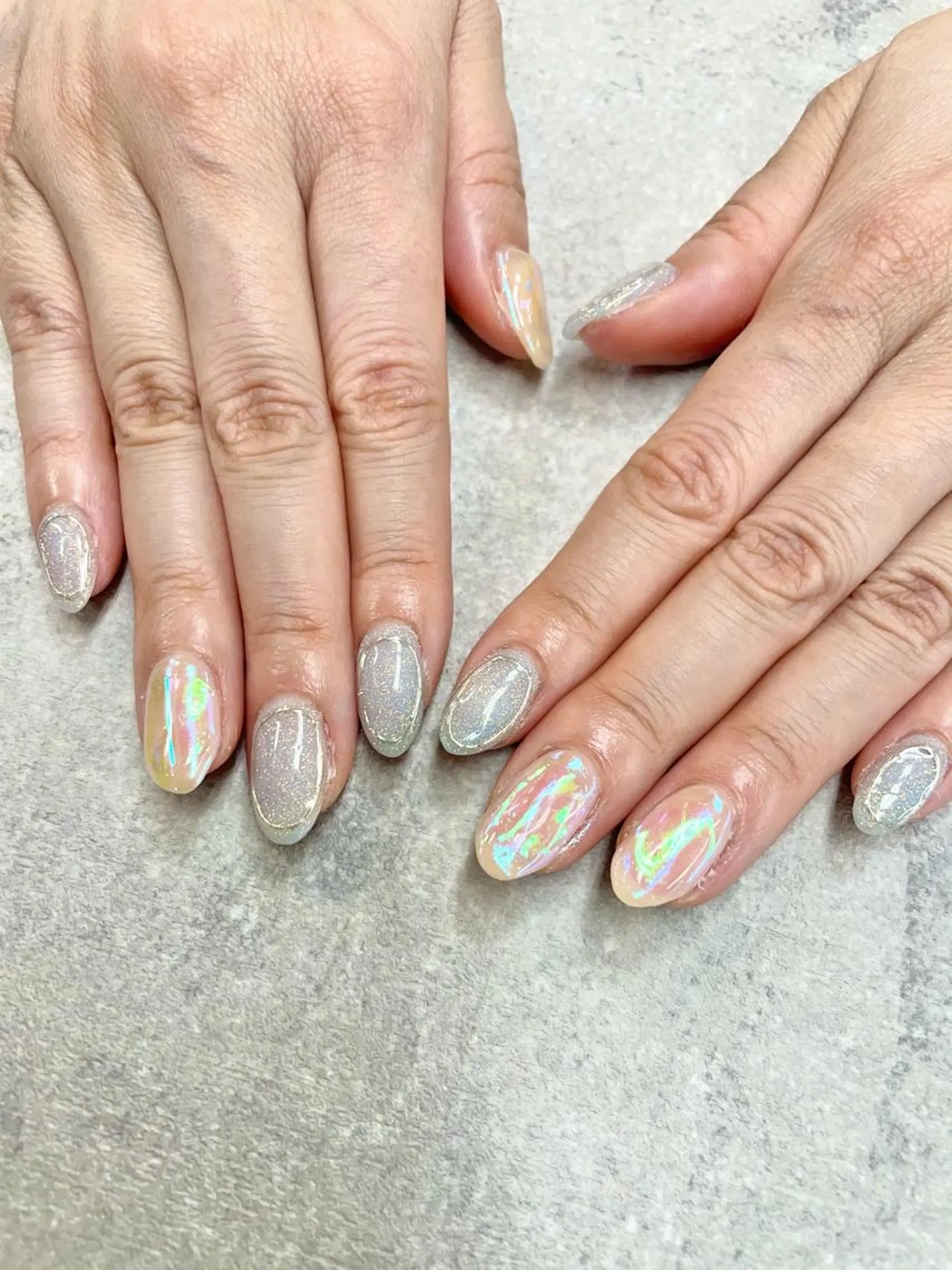 ネイル アートネイル イースター フレンチネイル ジェルネイル ガラスフレンチ ハンドネイル .N YUKIのネイルデザイン