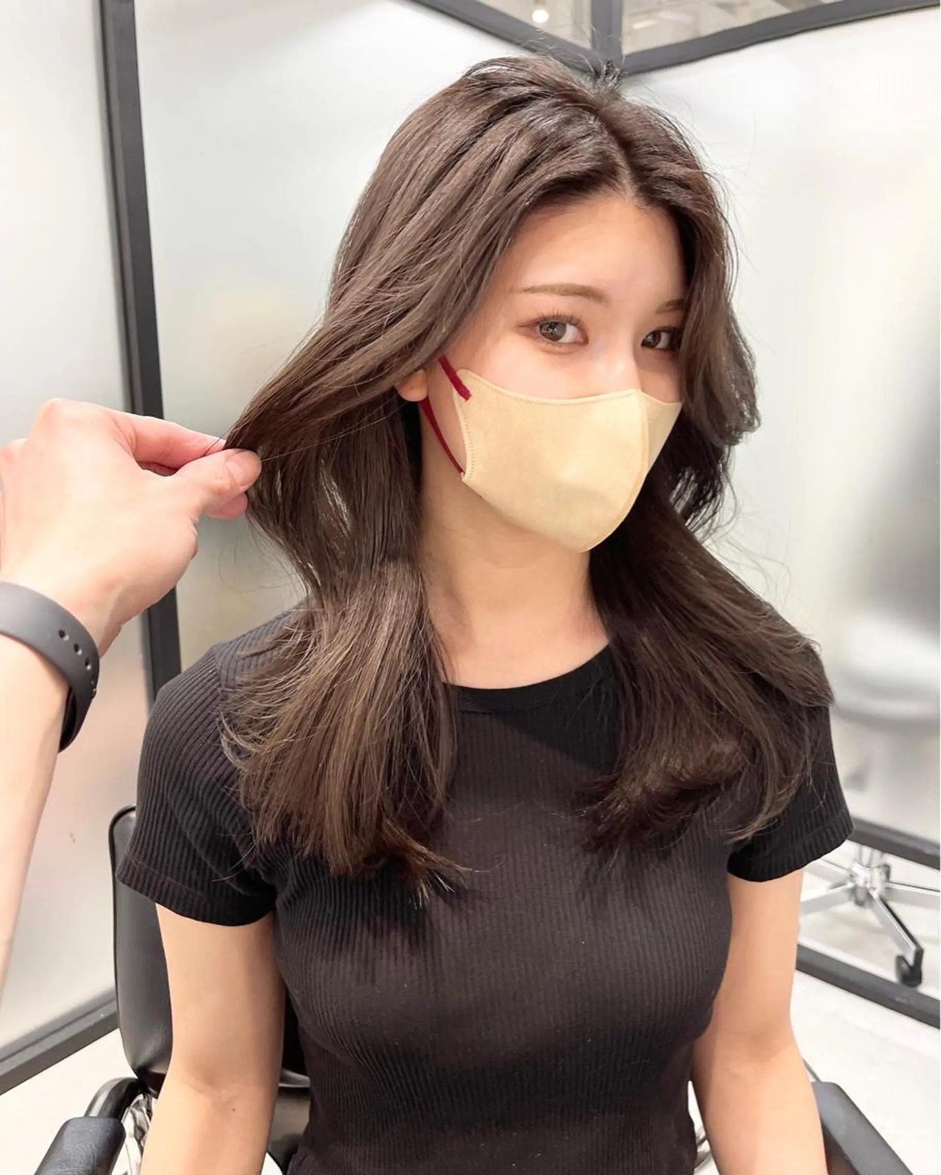 ロング カット ヘアカラー トリートメント 韓国レイヤーカット 髪質改善▫️水野有真のヘアスタイル