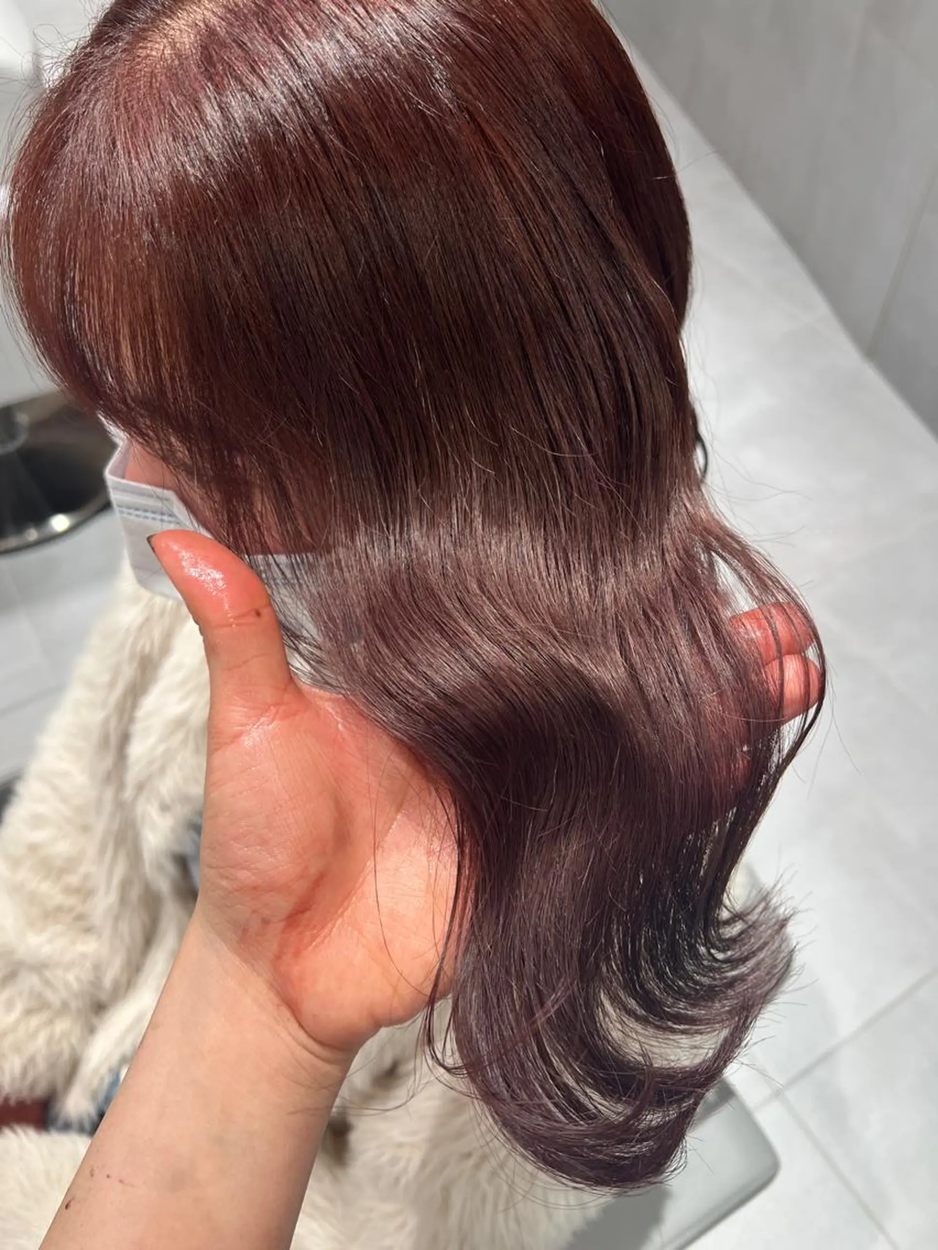 ミディアム レッドブラウン カット ヘアカラー kako　ショート ボブのヘアスタイル