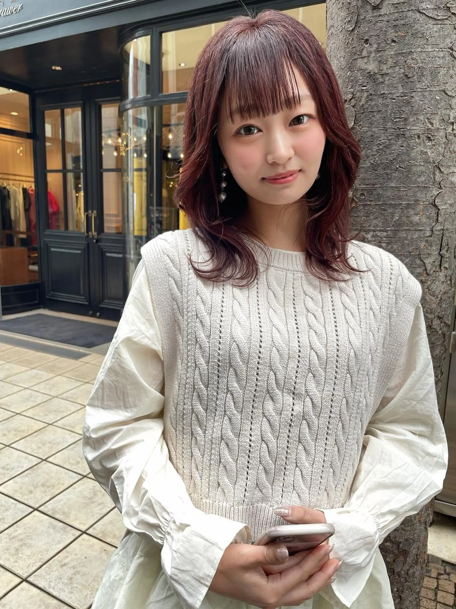 ミディアム カラー カット ヘアカラー トリートメント 髪質改善will hairdesignのヘアスタイル