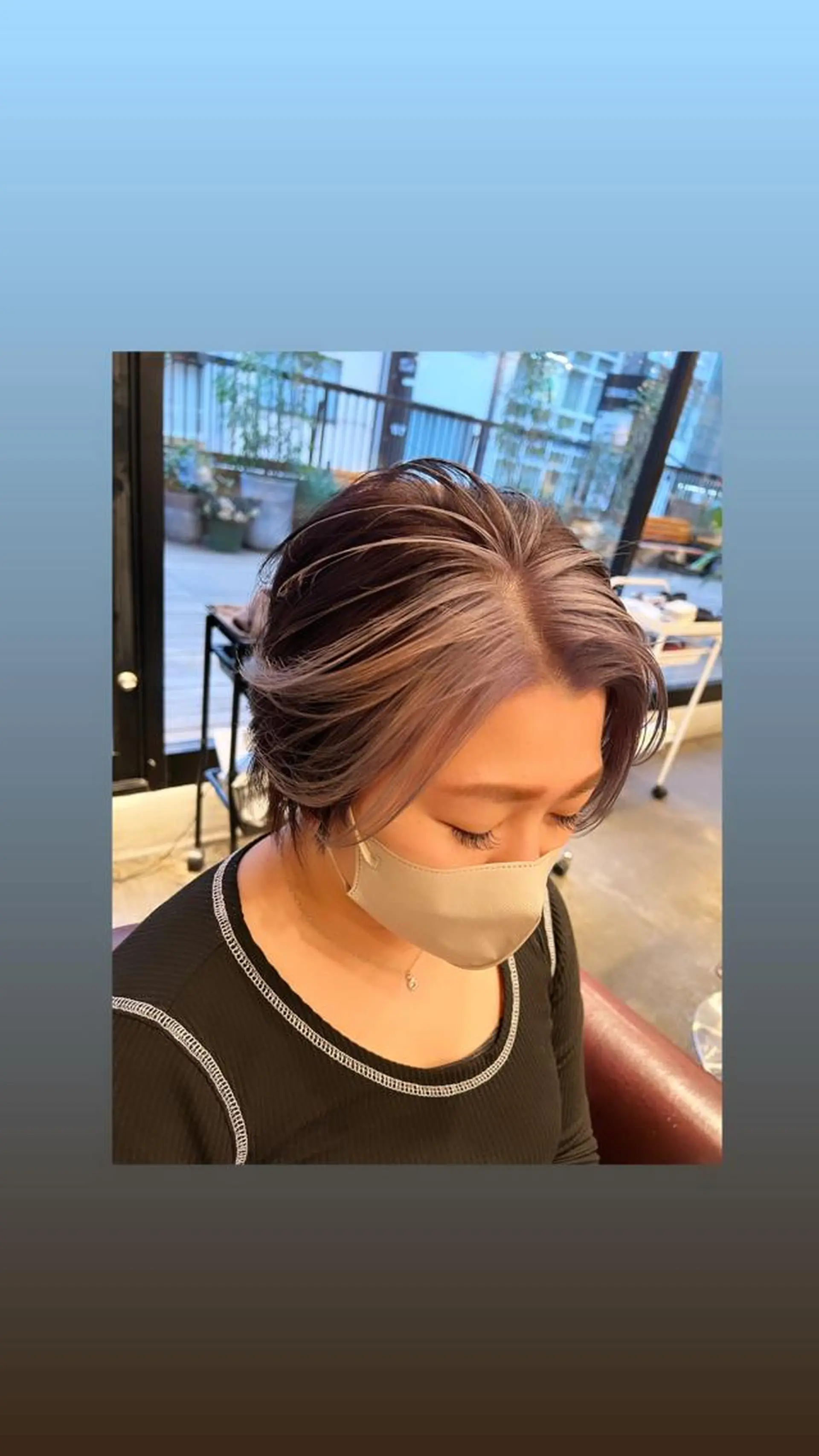 ショート カラー アッシュ ミストバング フェイスフレーミング ラベンダーカラー シルバー カット ヘアカラー トリートメント ハイライト/インナー /ブリーチ/レイヤーのヘアスタイル