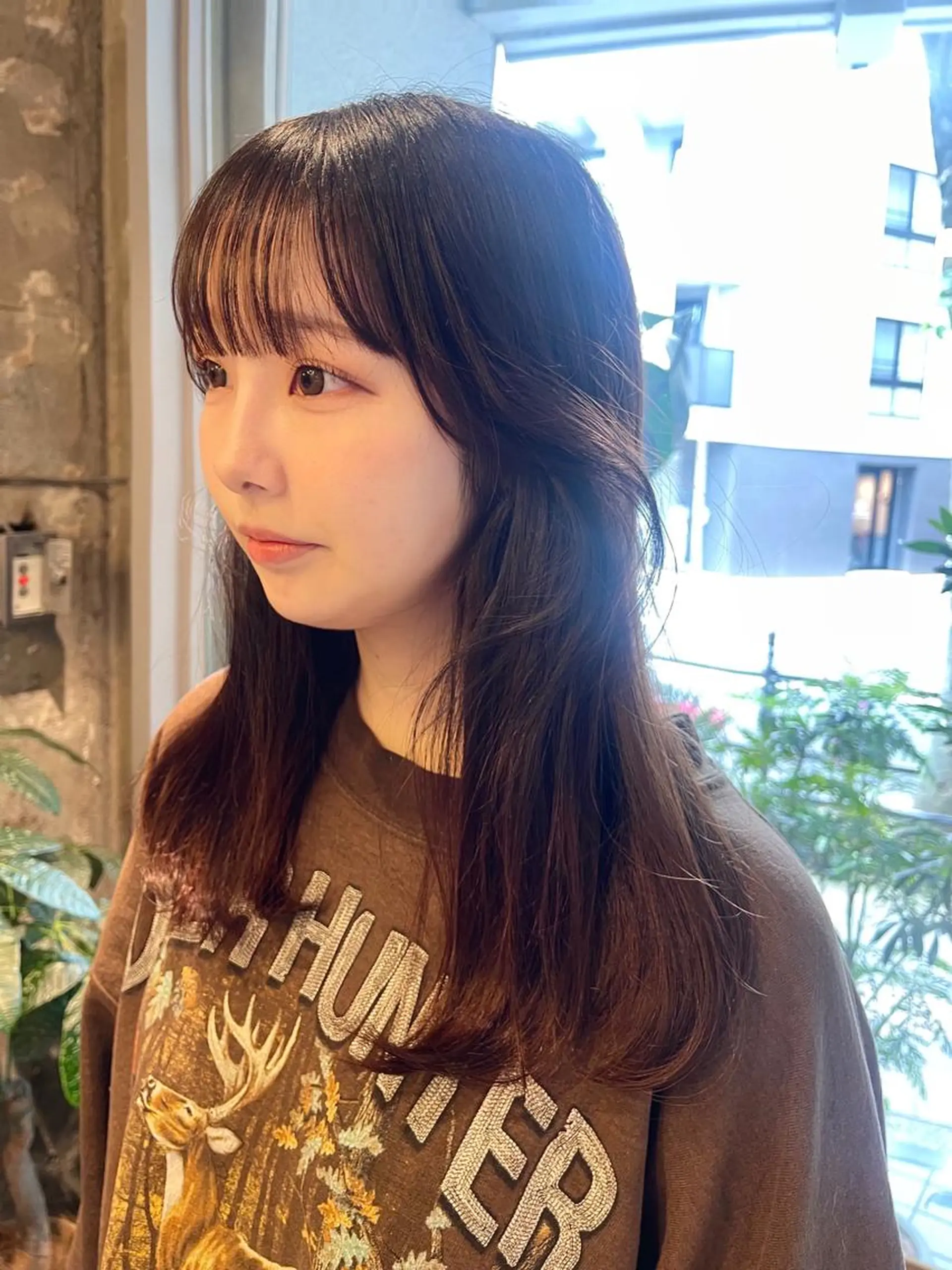 セミロング 顔周りカット 小顔カット カット ano @anomukuiのヘアスタイル