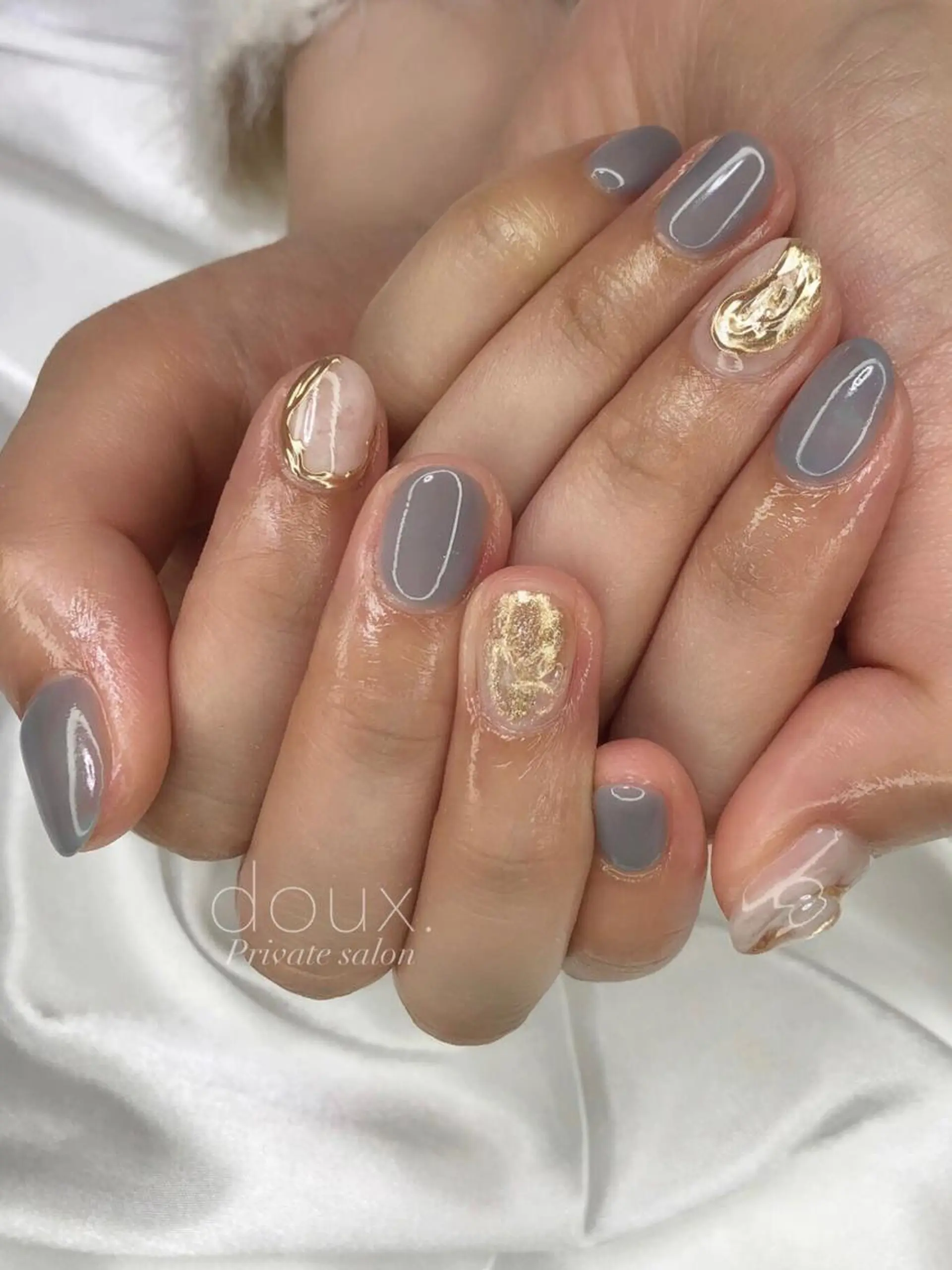 ネイル ニュアンスネイル ぷっくりネイル 春ネイル ハンドネイル doux. nailのネイルデザイン