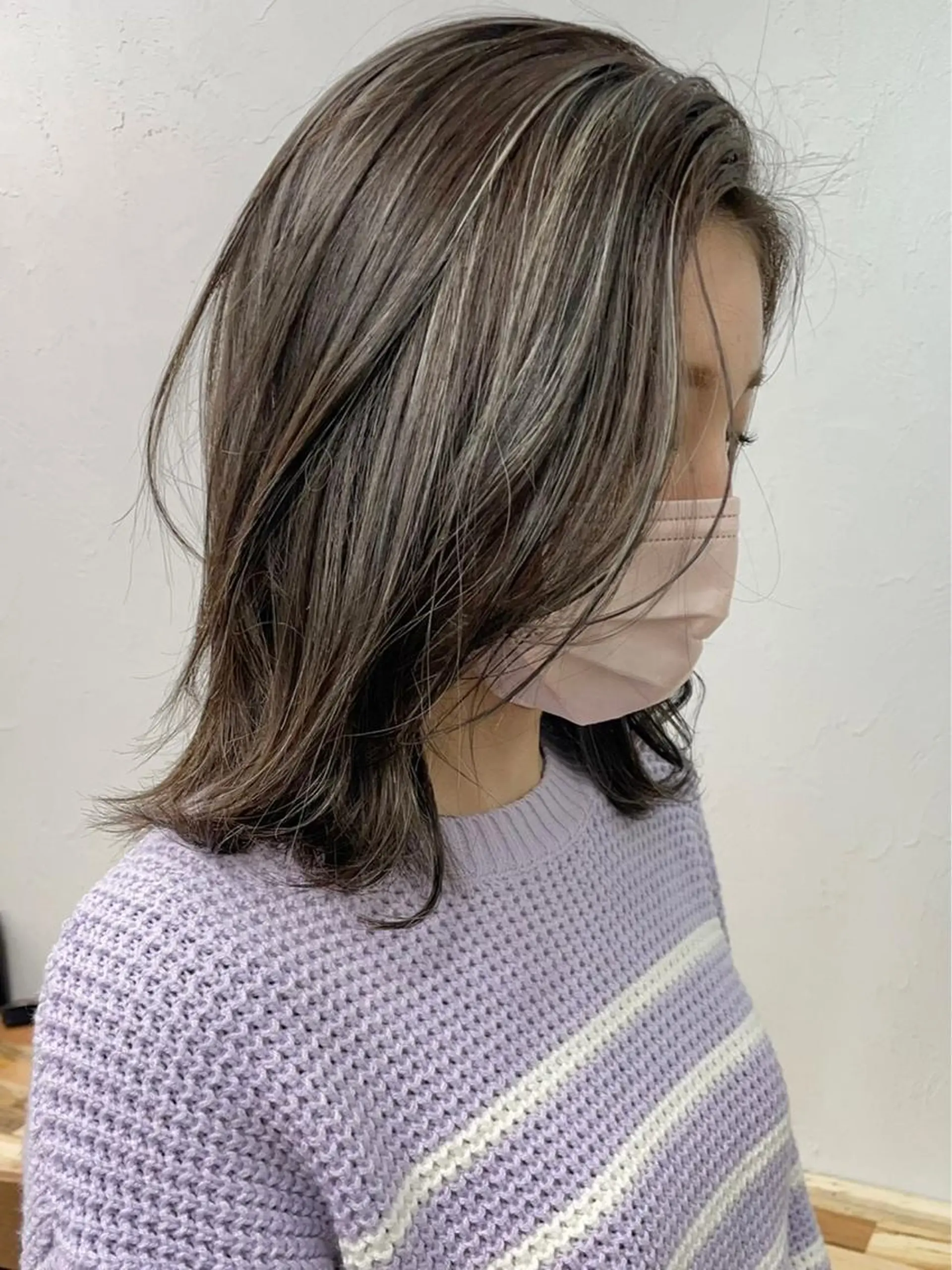 セミロング カラー ハイライトカラー ハイライト 🧸艶々韓国ヘア 🧁mizunaのヘアスタイル