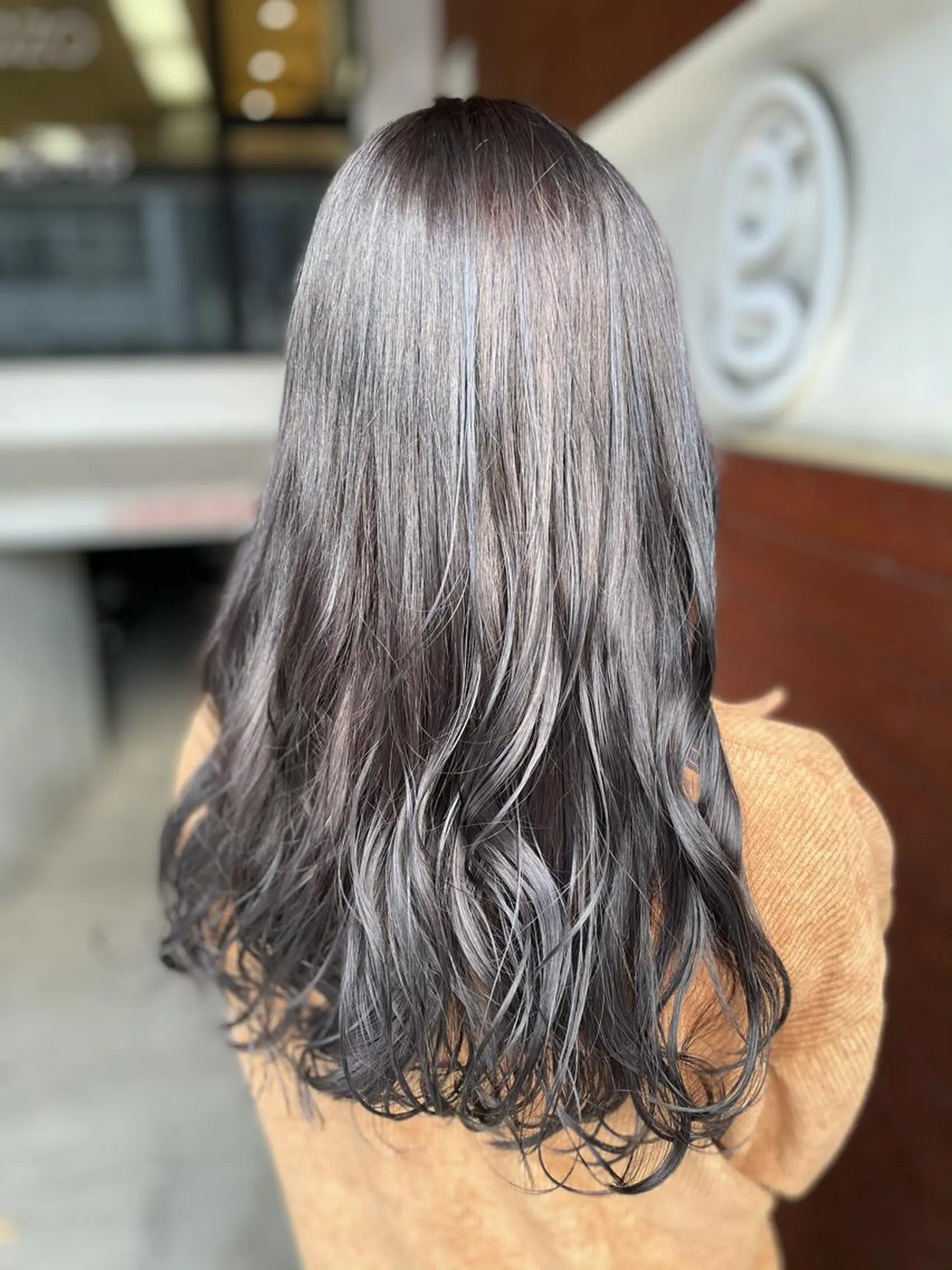 ロング カラー グレージュ カット ヘアカラー トリートメント IORI #韓国ヘア#髪質改善のヘアスタイル