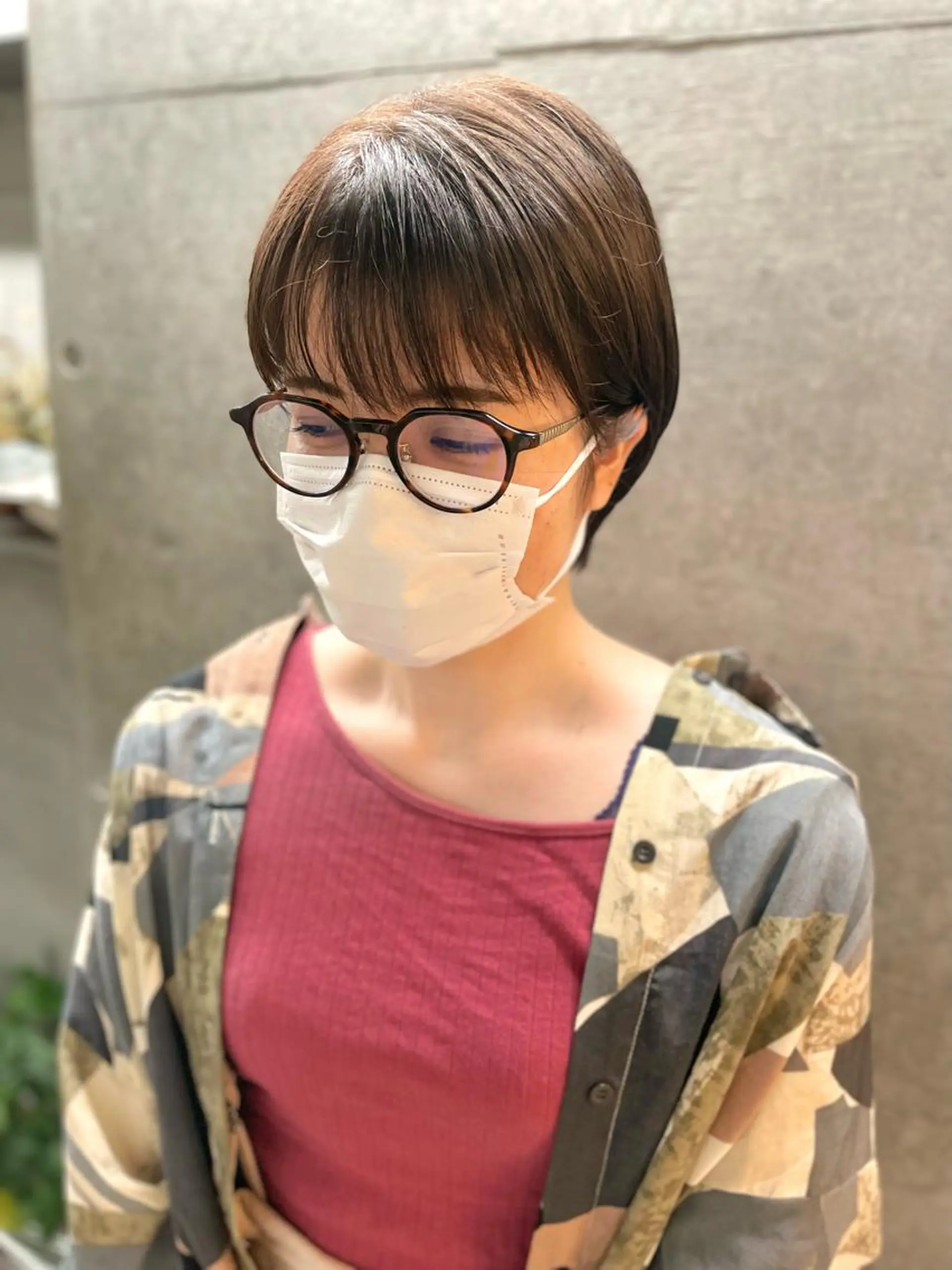 ショート アッシュ ボブ くびれヘア ハイライト レイヤーカット 表参道/髪質改善/ 髪質改善カラー/遠藤のヘアスタイル